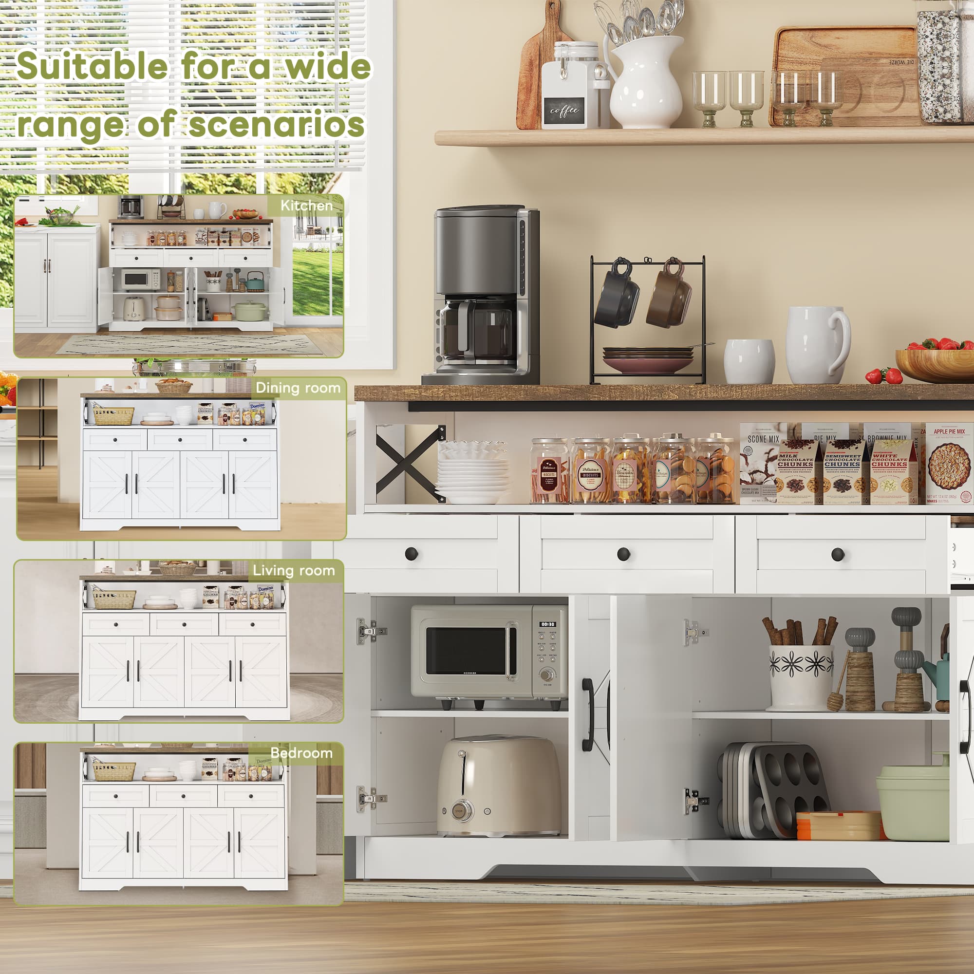 Transform Your Space with this 140cm Rustic Farmhouse Sideboard - image 1