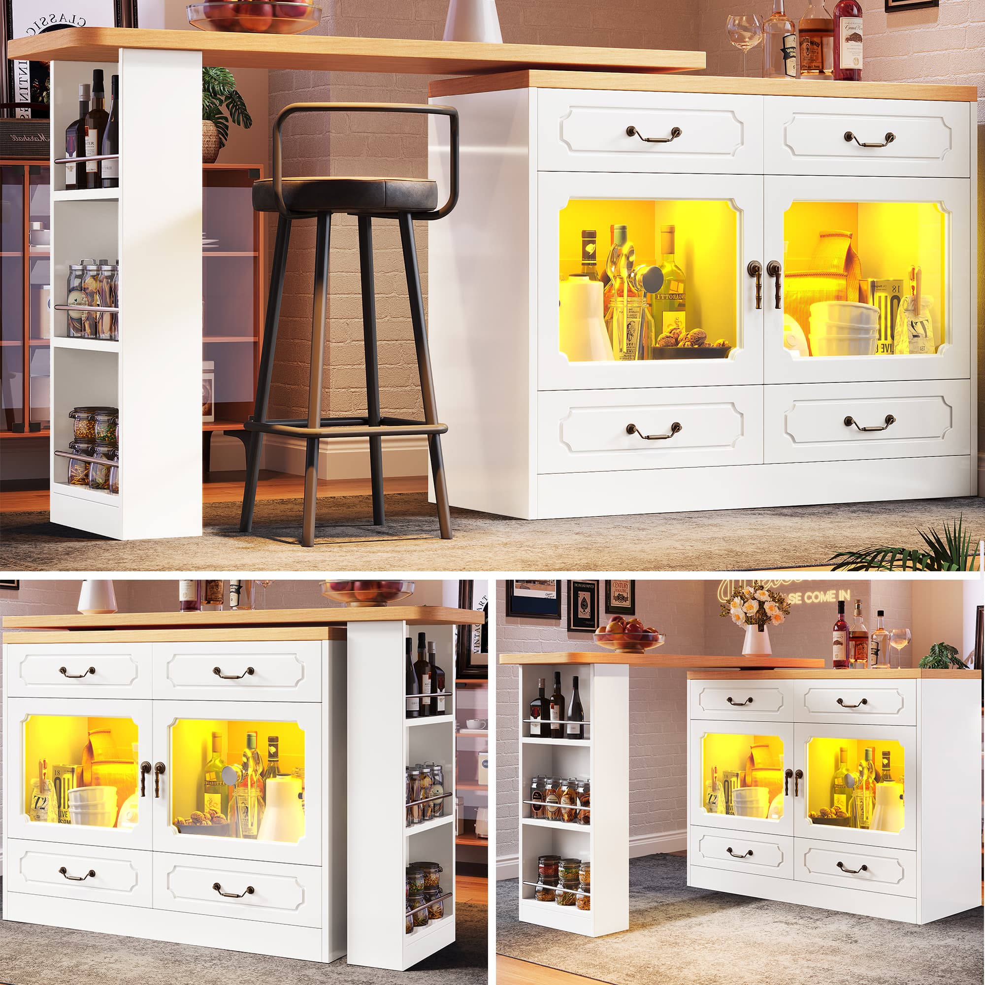 Transform Your Space with a 360° Rotating Kitchen Island - White