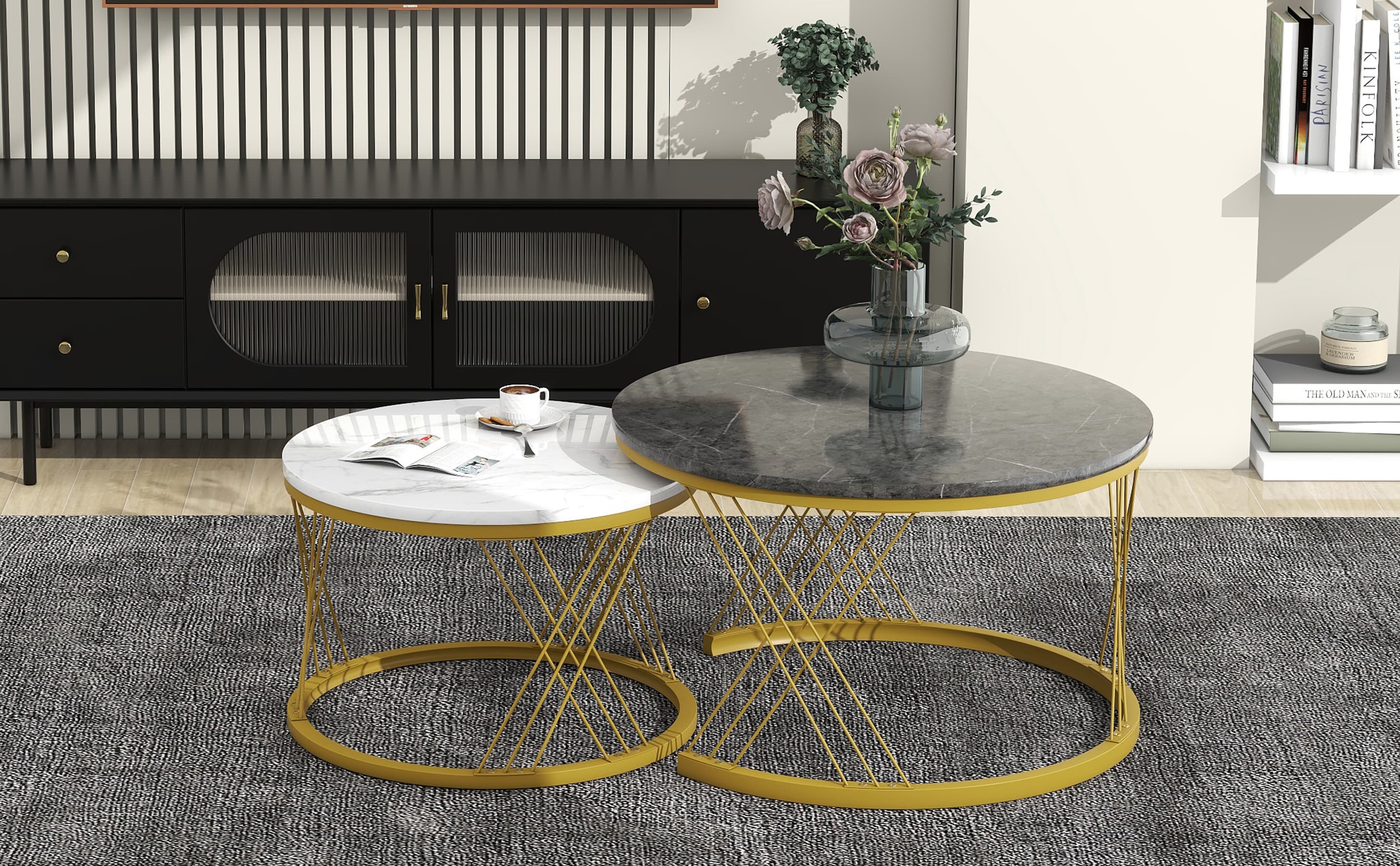 Transform Your Lounge with this Marble Effect Nesting Set - image 3