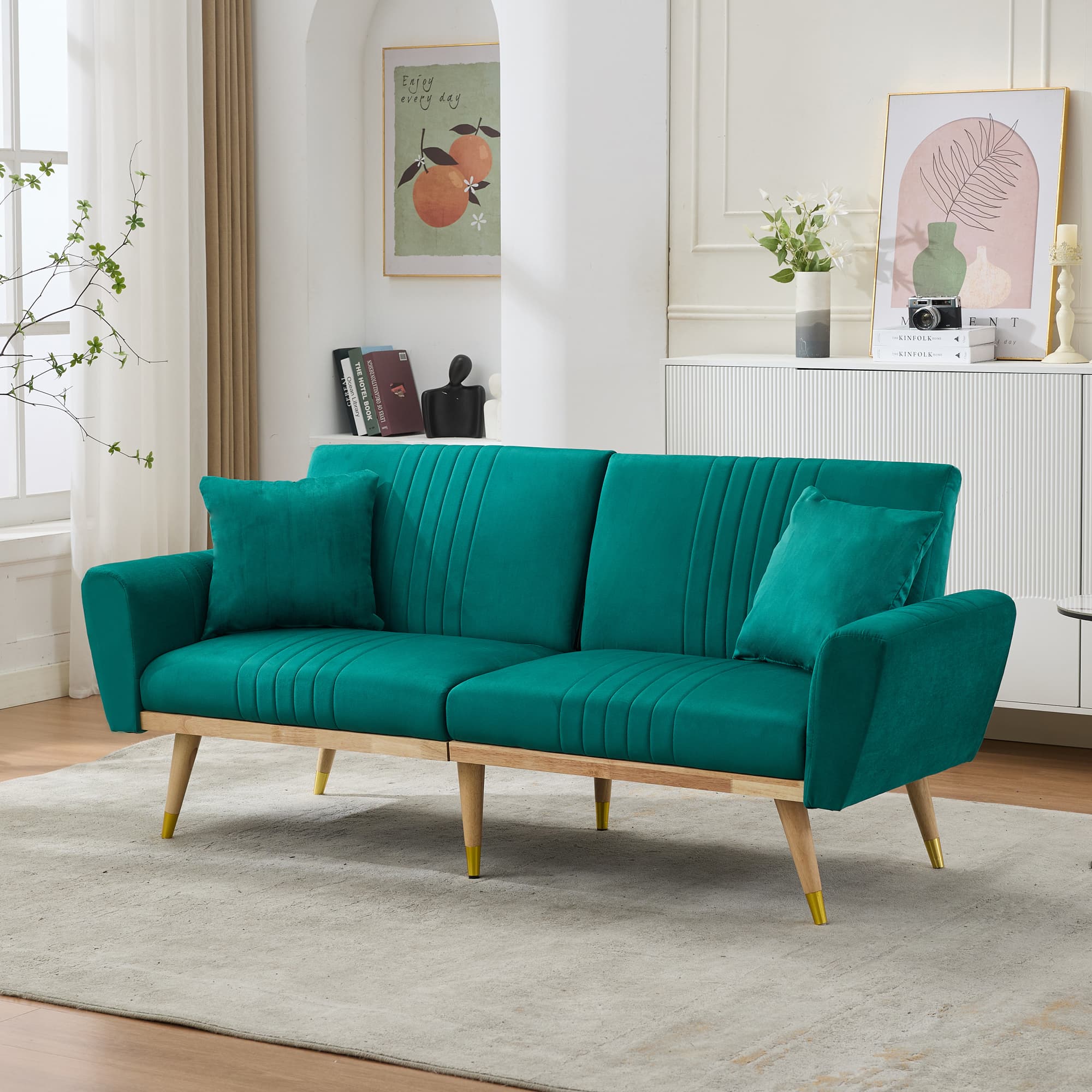 Transform Your Space with this Premium Green Fleece Sofa Bed - image 1