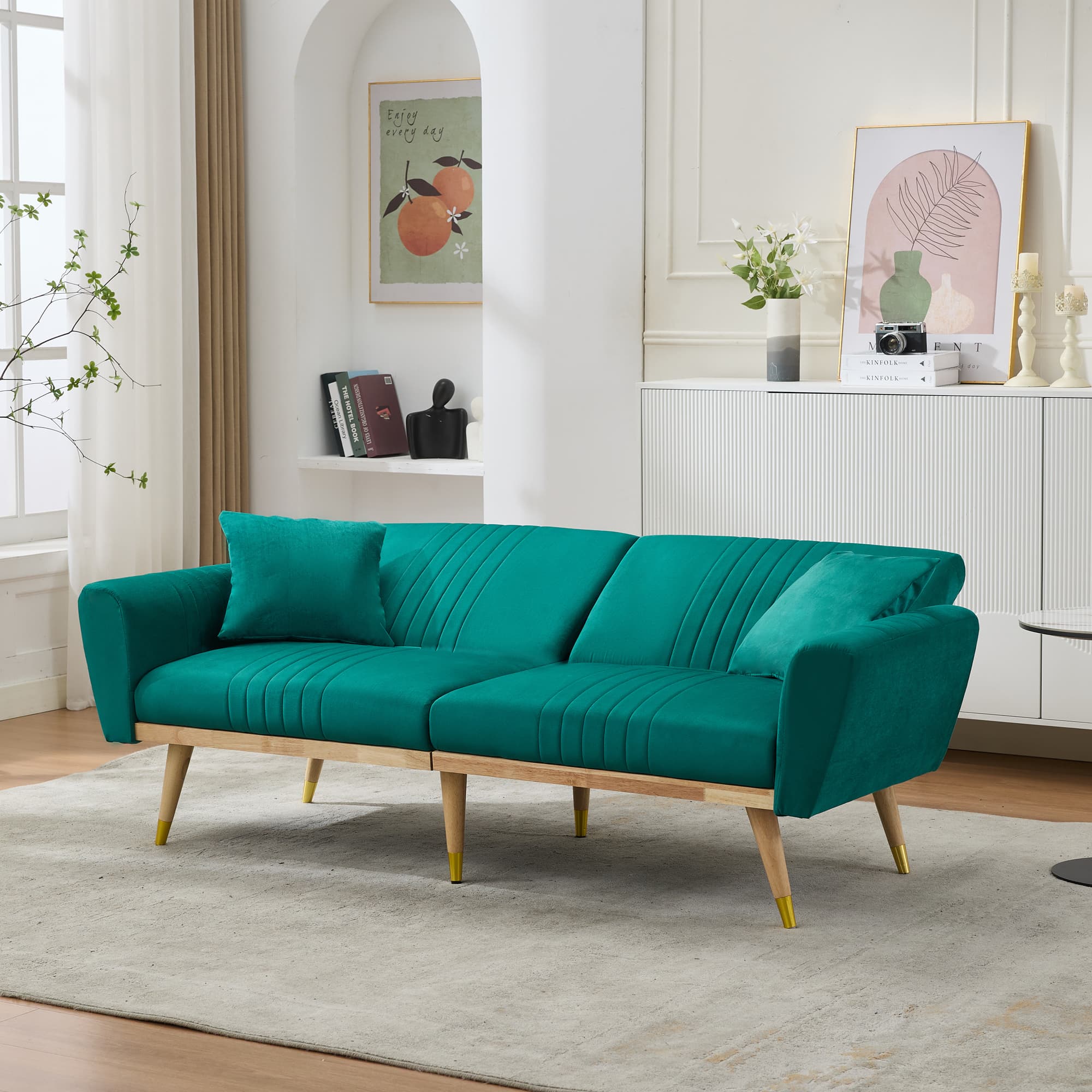 Transform Your Space with this Premium Green Fleece Sofa Bed - image 4