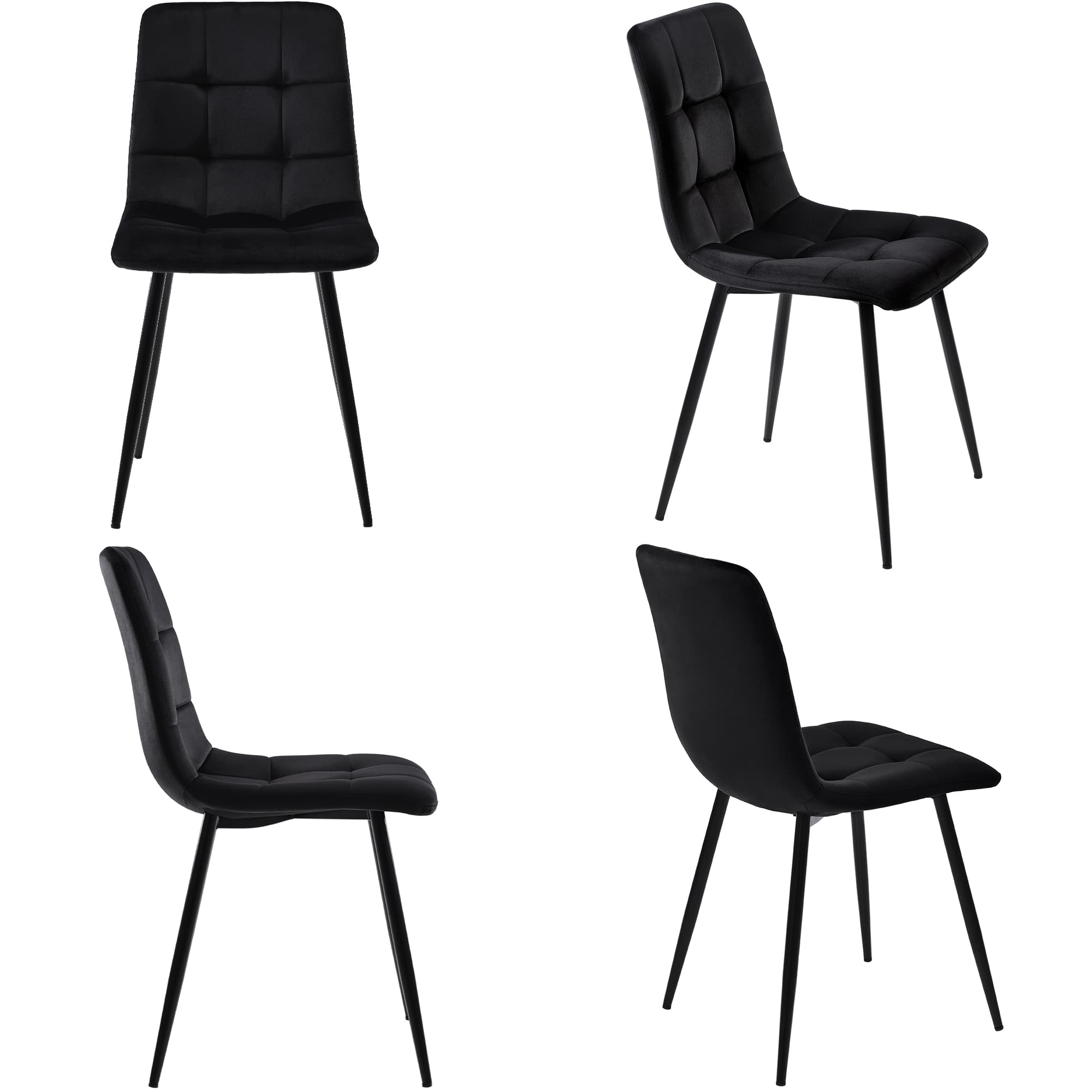 Modern Black Marble Effect Dining Table & Velvet Chairs - image 3