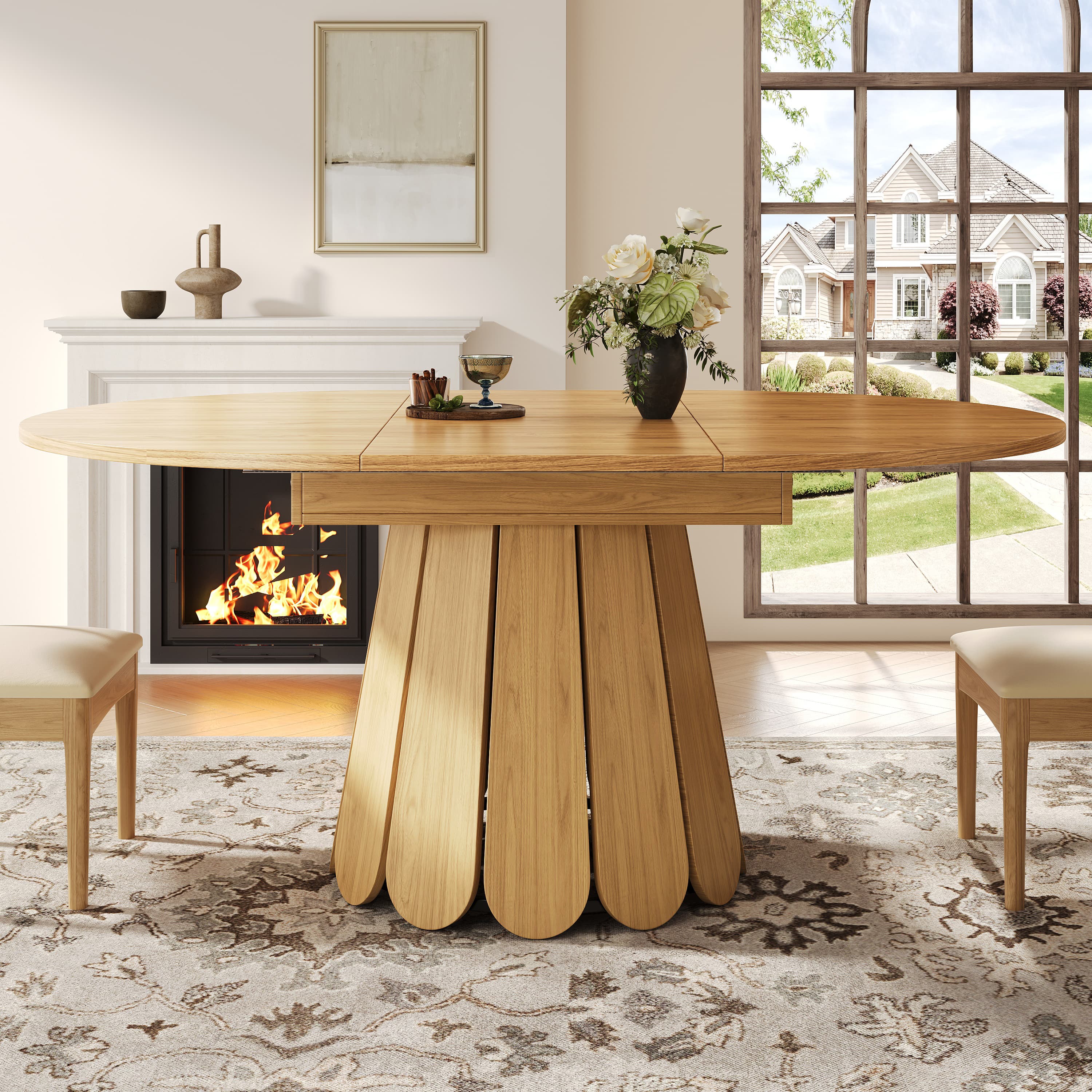 Transform Your Space with this Natural Extendable Table - image 1