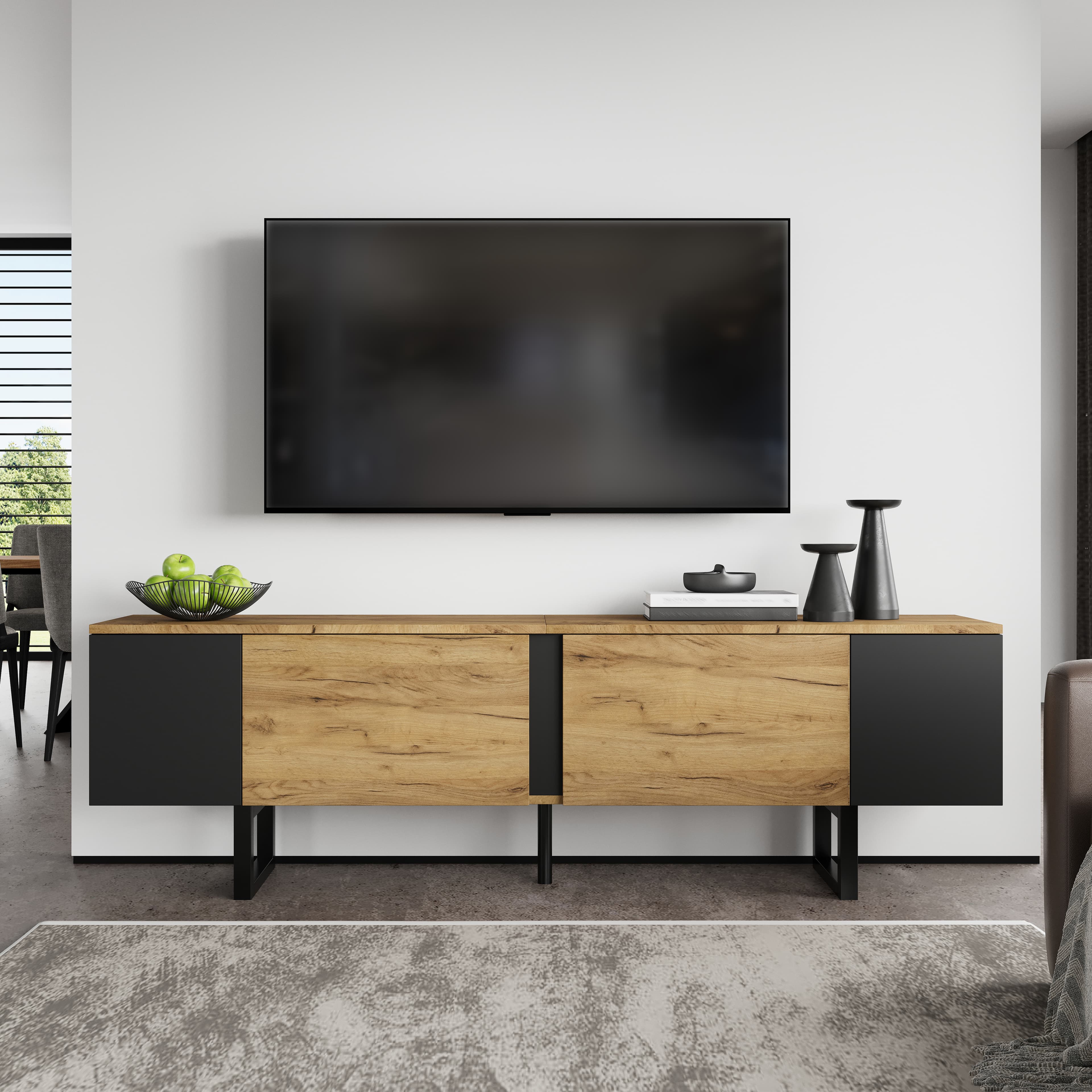 Transform Your Living Room With This 180cm Natural Wood TV Unit - Natural