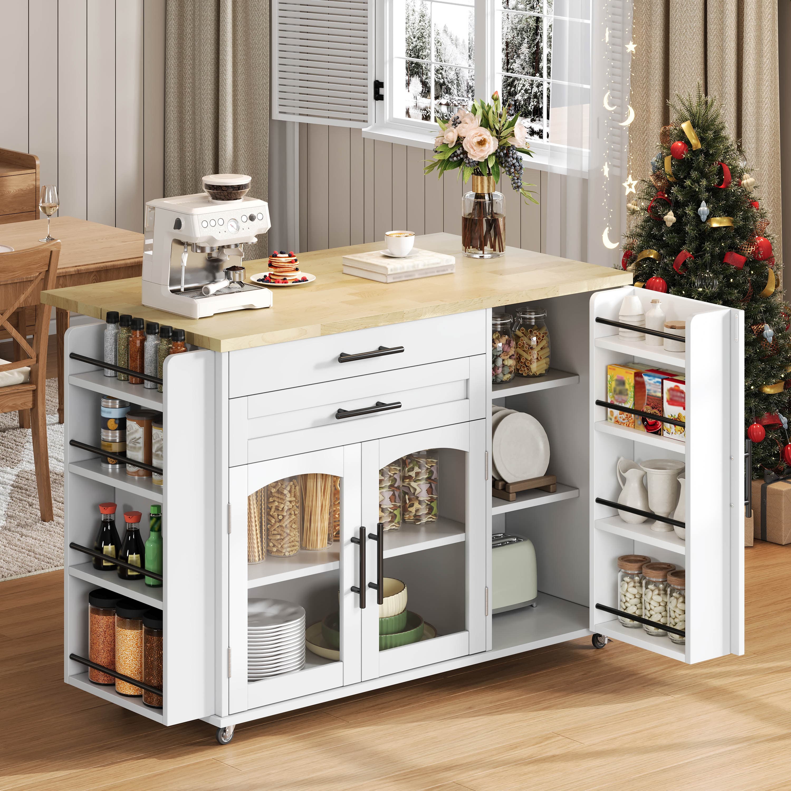 Transform Your Space With This Foldable Kitchen Island - White