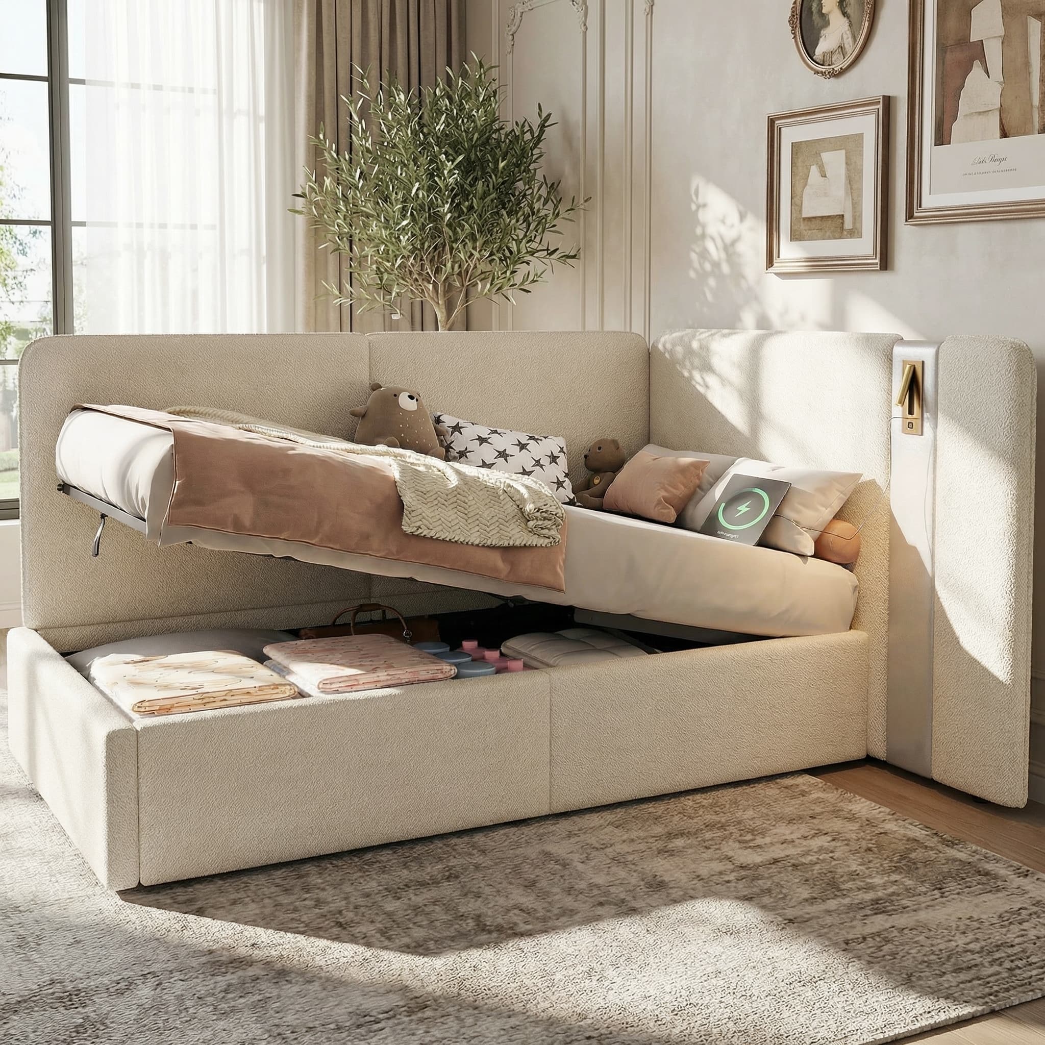 Transform Your Space with this Bouclé Storage Daybed - image 1