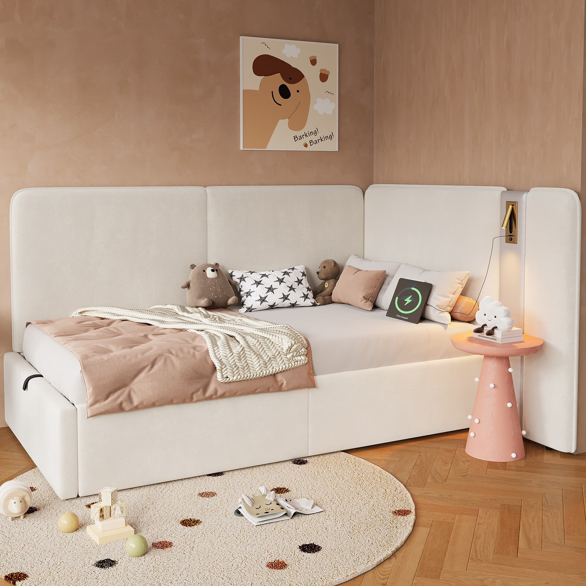 Transform Your Room with this Beige Velvet Storage Daybed - image 4