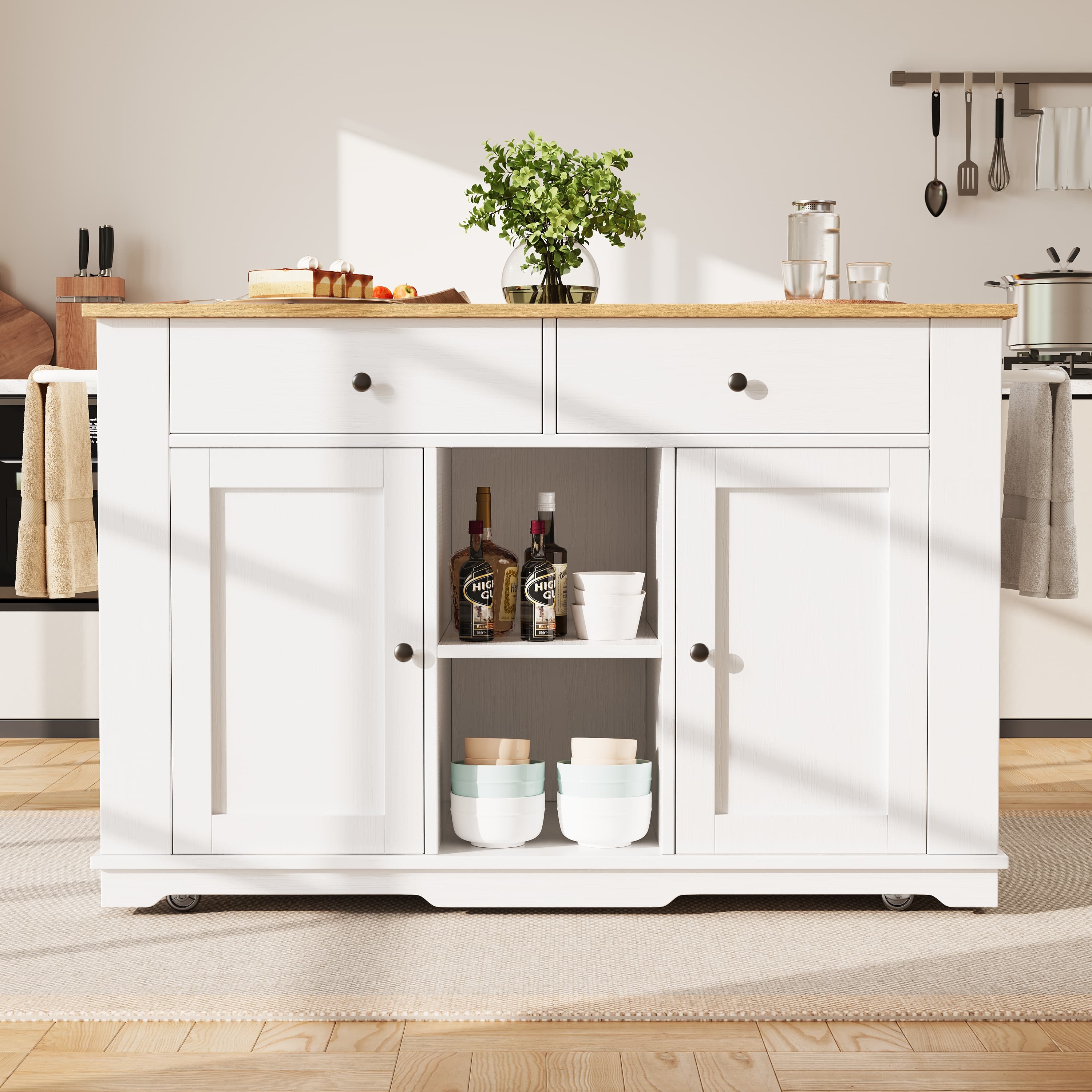 Transform Your Space with this White Kitchen Island & Power Strip - image 1