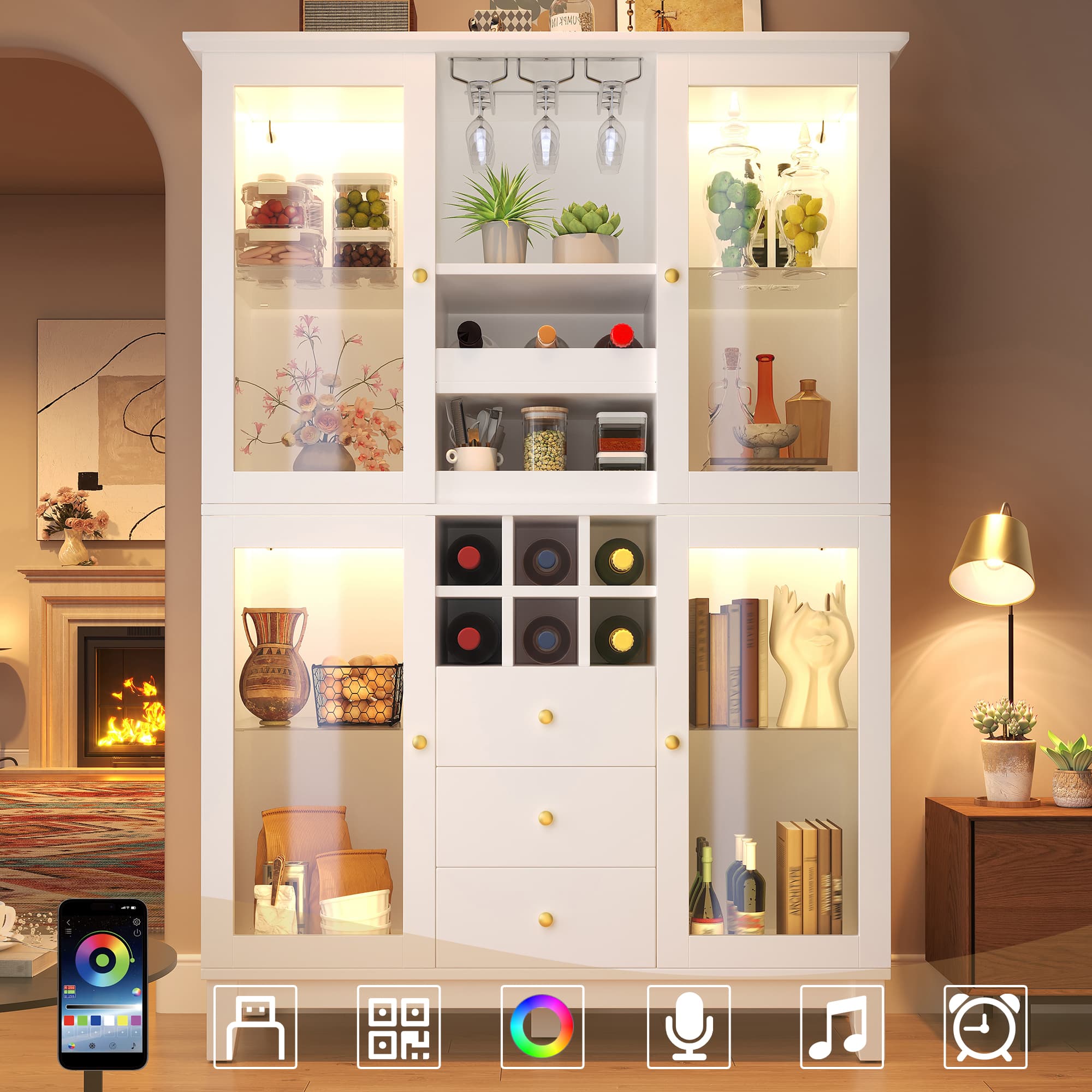 Transform Your Dining Space with this Smart LED Wine Cabinet - White