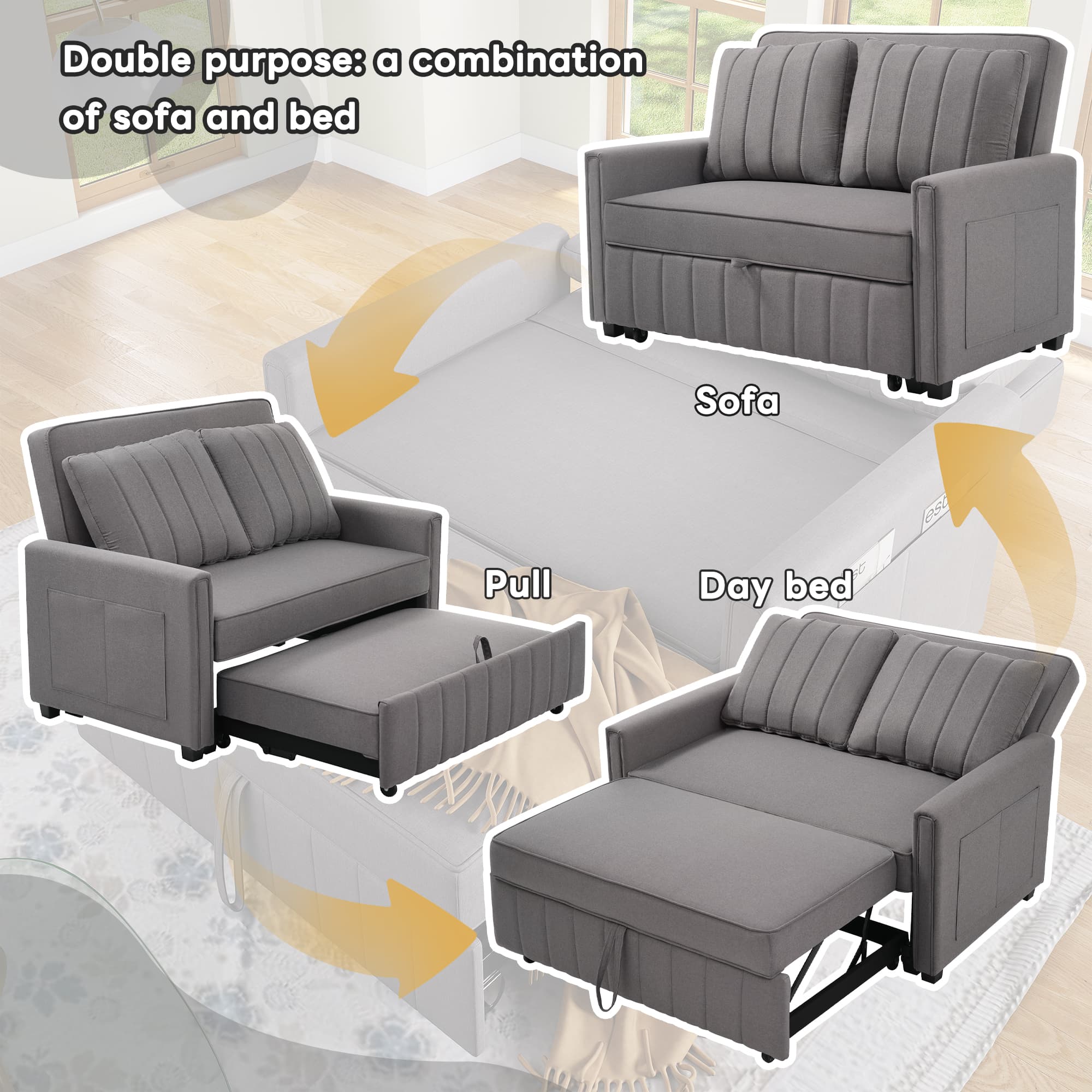 Transform Your Space with this Dark Grey Folding Sofa Bed - image 5
