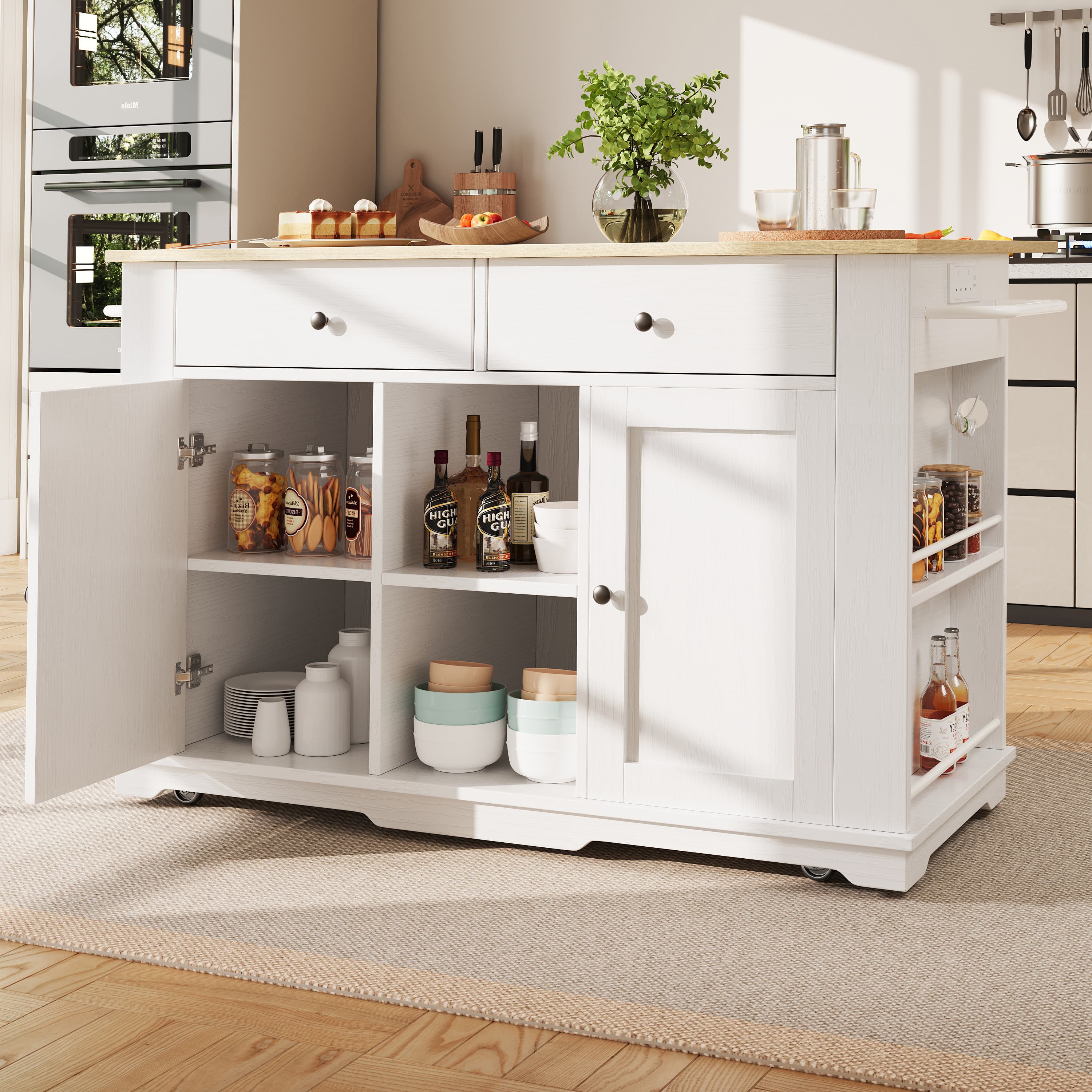 Transform Your Space with this White Kitchen Island & Power Strip - image 4