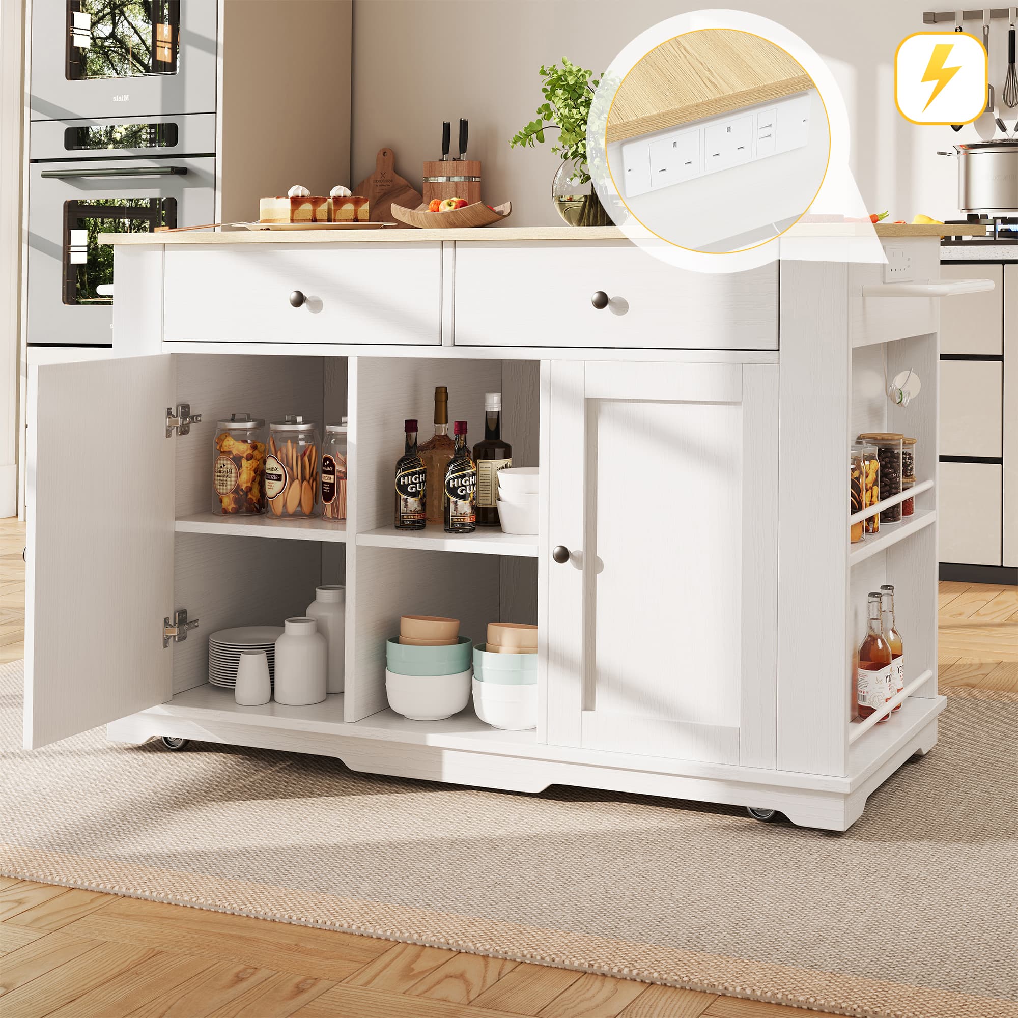 Transform Your Space with this White Kitchen Island & Power Strip - image 3
