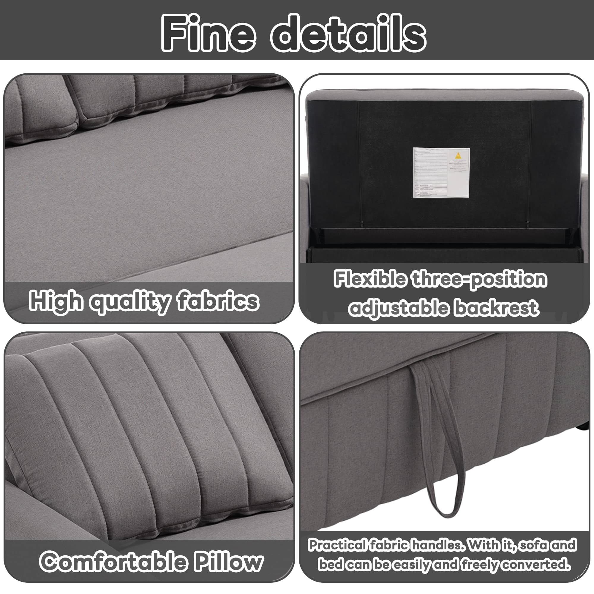 Transform Your Space with this Dark Grey Folding Sofa Bed - image 2