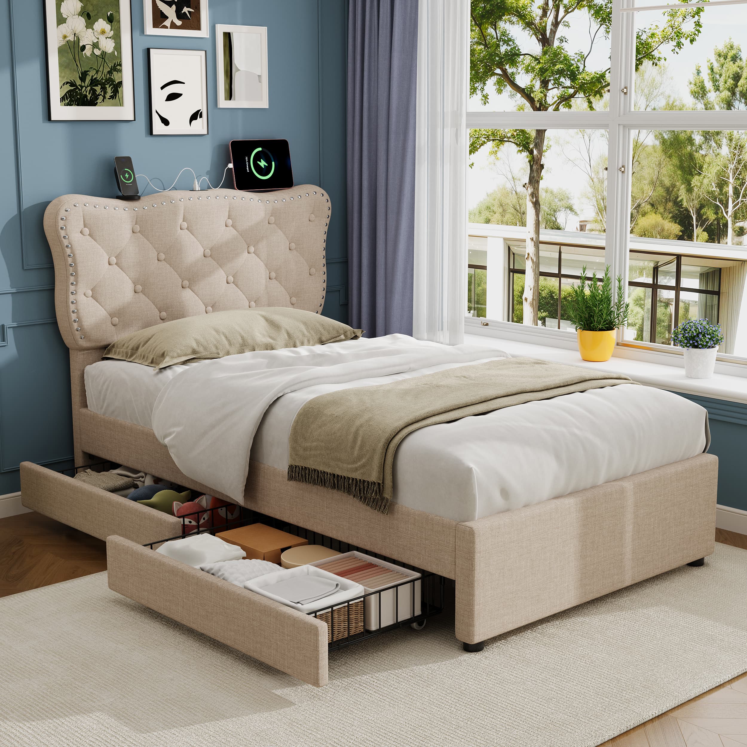 Transform Your Space with this Smart 3ft Upholstered Bed - image 4