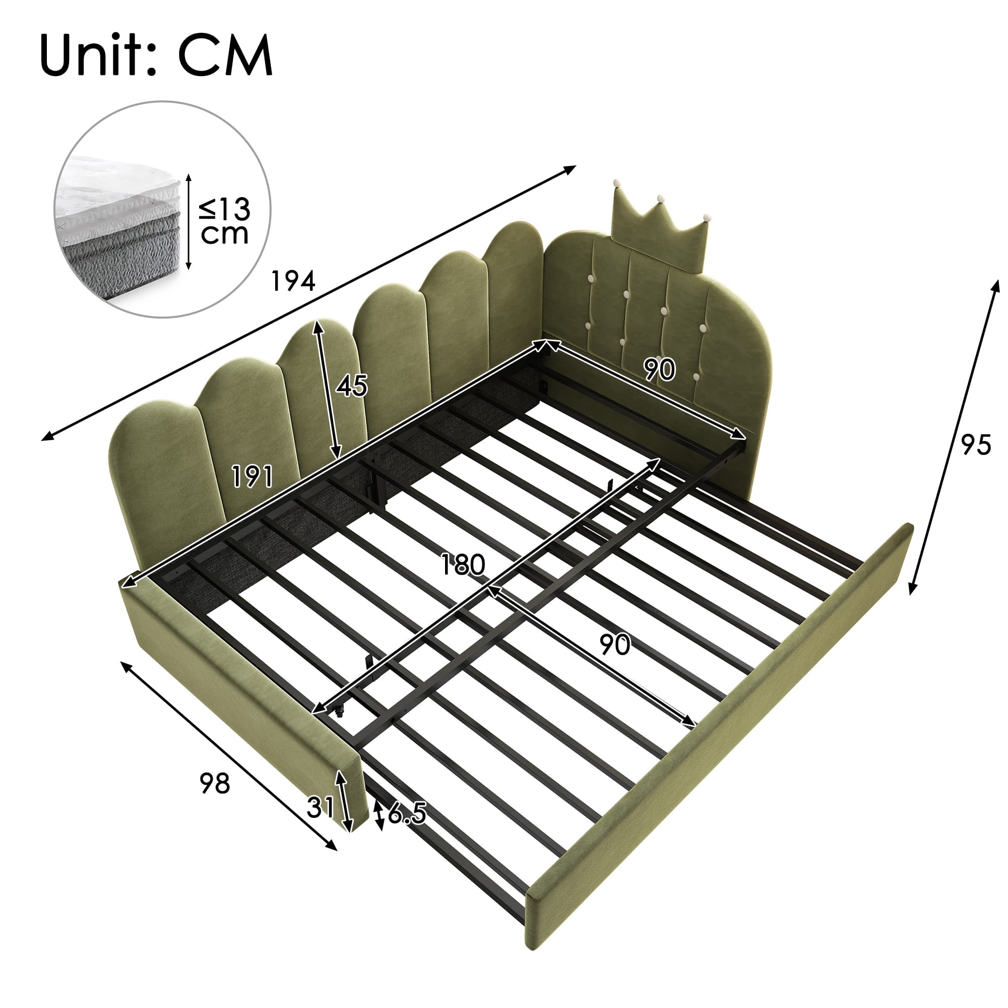 Transform Your Space with the Green Velvet Crown Daybed - image 3