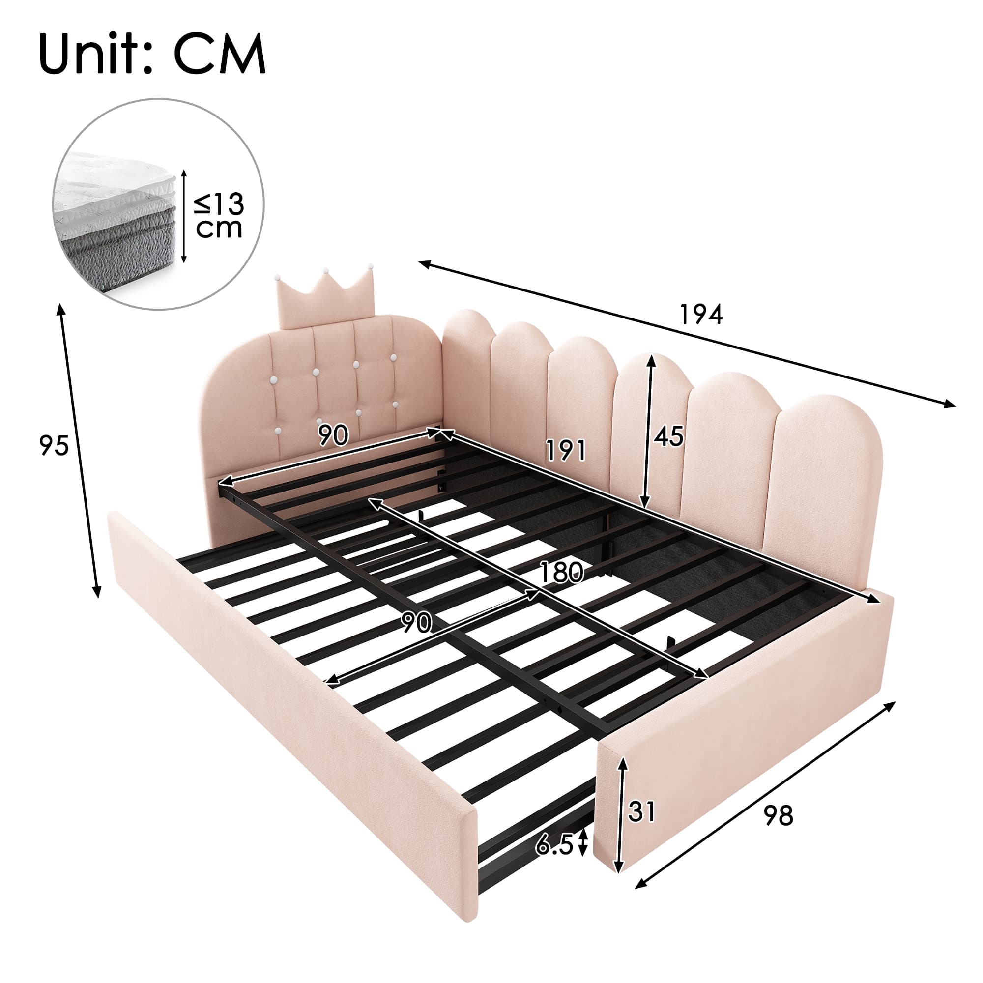 Transform Their Space with this Pink Velvet Crown Daybed - image 3