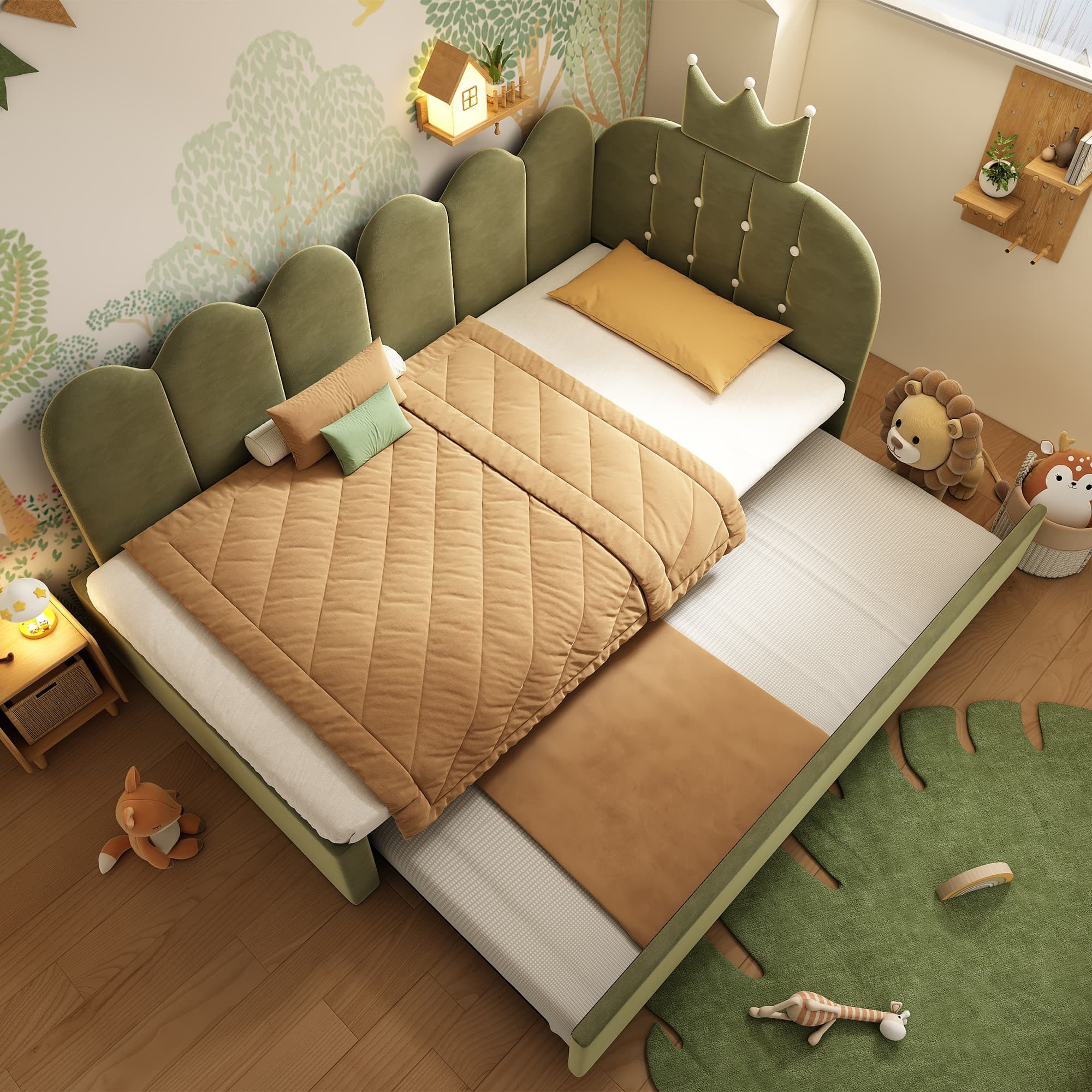 Transform Your Space with the Green Velvet Crown Daybed - Green