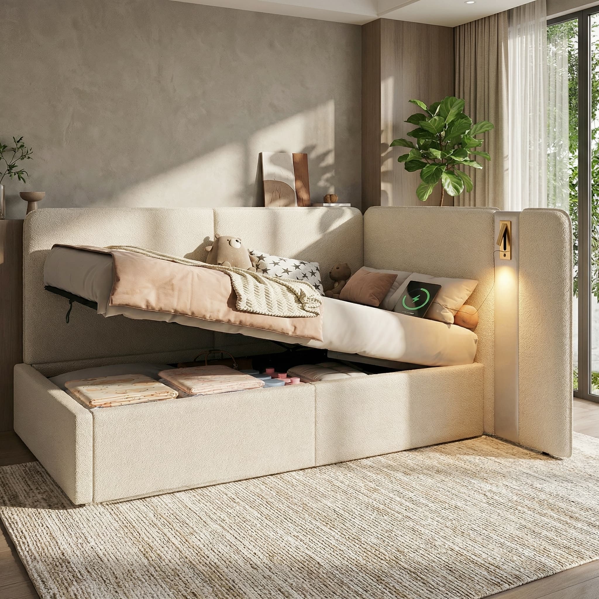 Transform Your Space with this Bouclé Storage Daybed - image 3