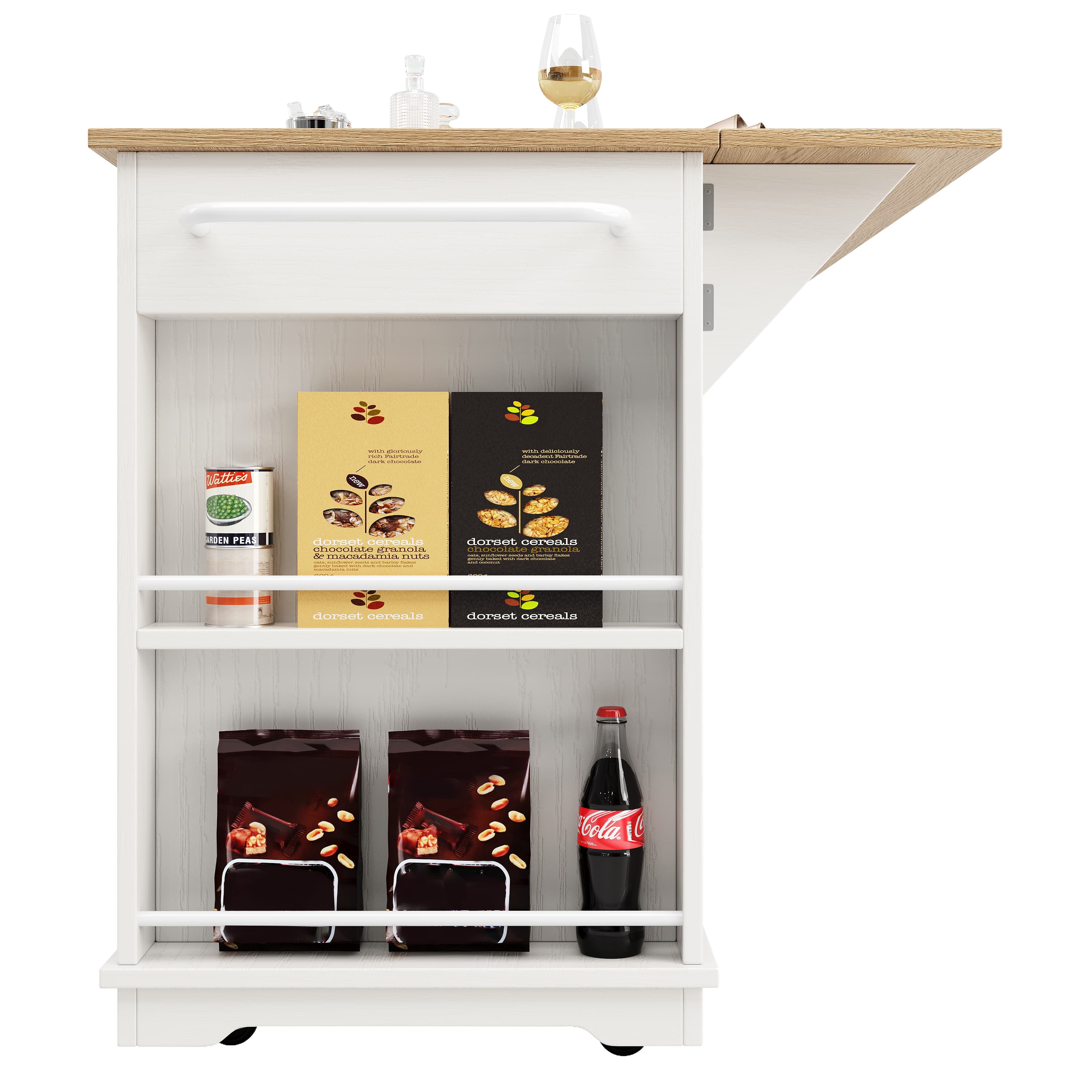 Premium White Kitchen Island with Foldable Dining Space - image 5