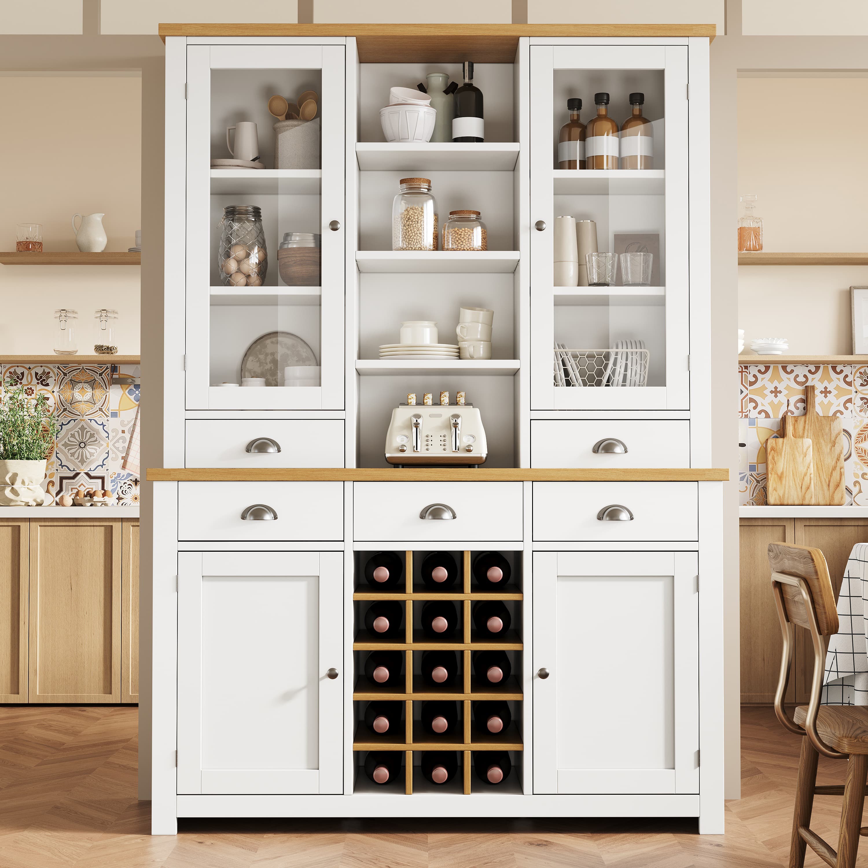 Transform Your Kitchen with this Elegant Tall Pantry Cabinet - White