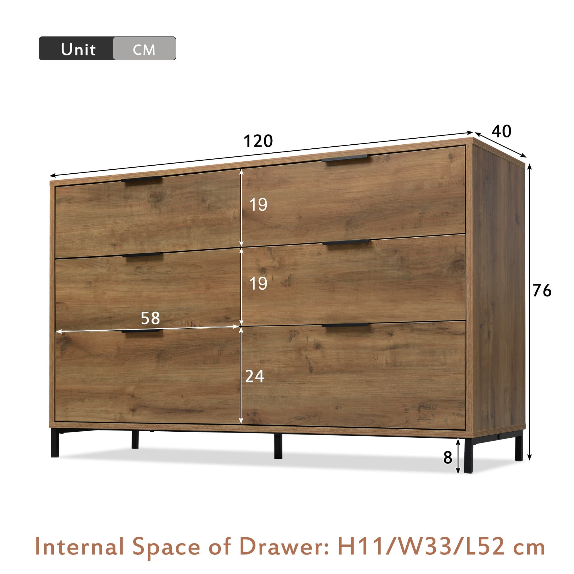 Transform Your Space with the Dark Oak 6-Drawer Sideboard - image 4