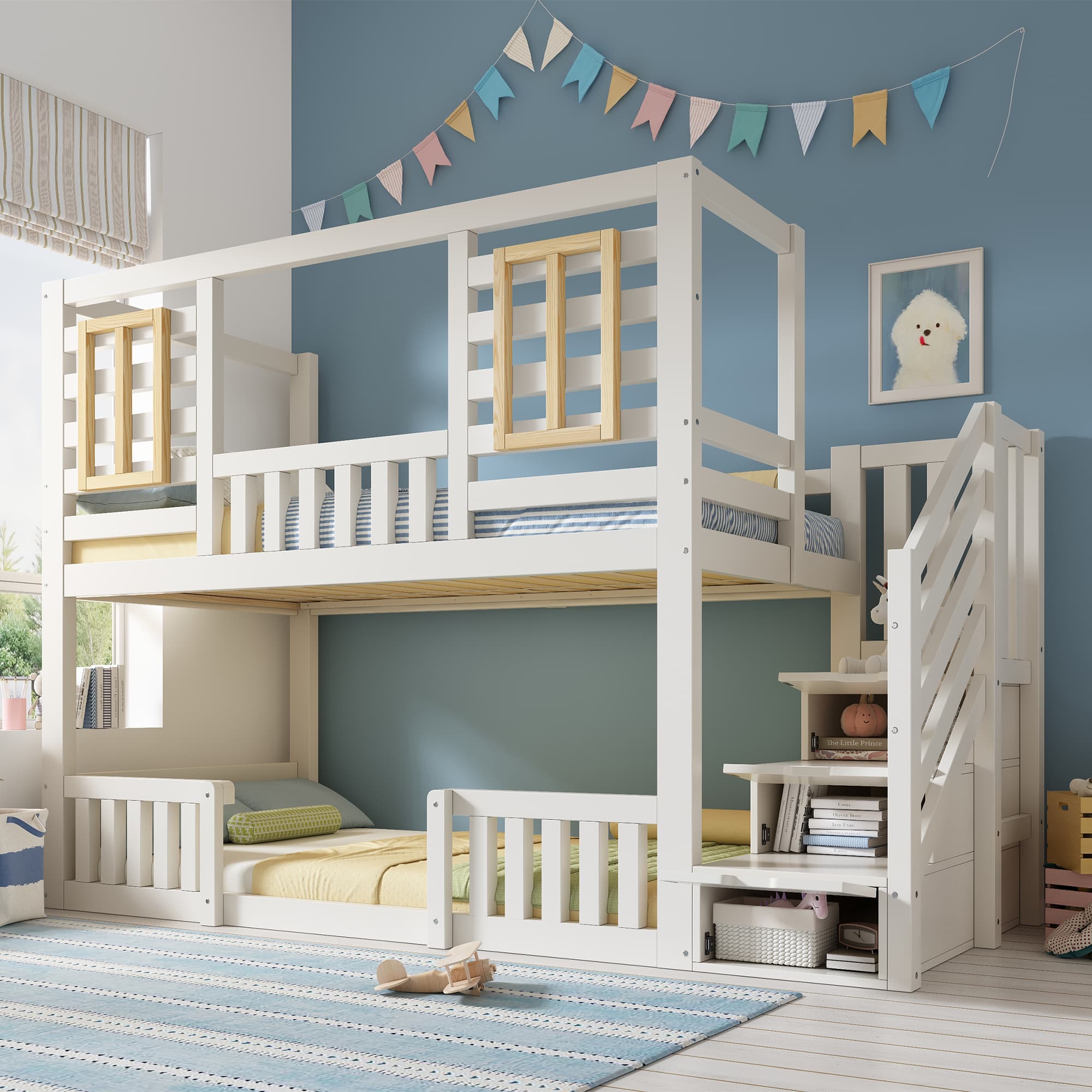 Transform Their Bedroom with this White Cabin Bunk Bed - White