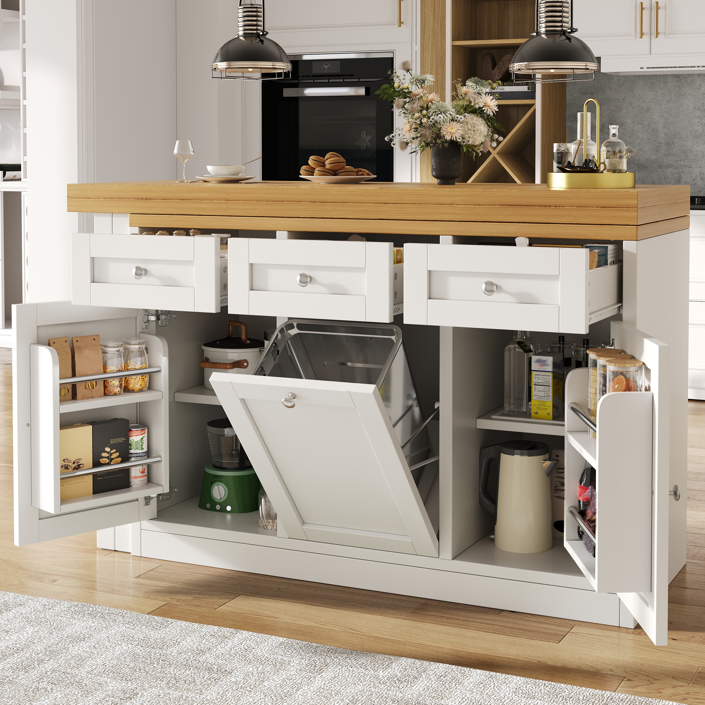 Space-Saving Extendable White Bar Table with Storage - image 5