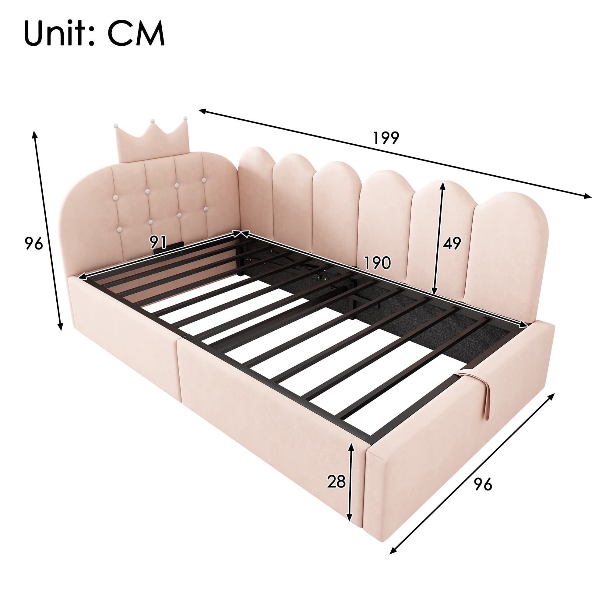 Transform Your Space with this Pink Velvet Crown Daybed - image 5