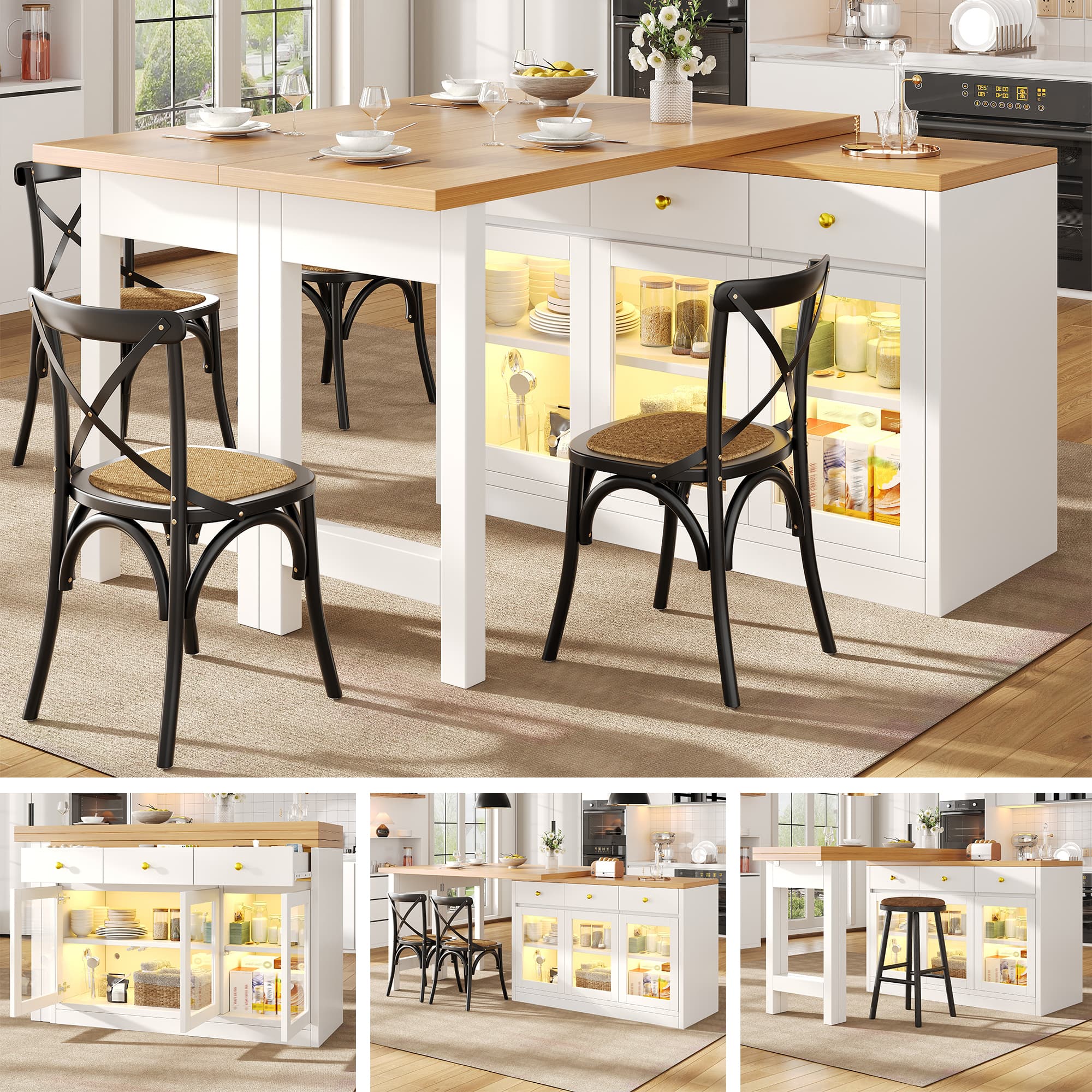 Transform Your Space with this Smart Extendable Kitchen Island - White