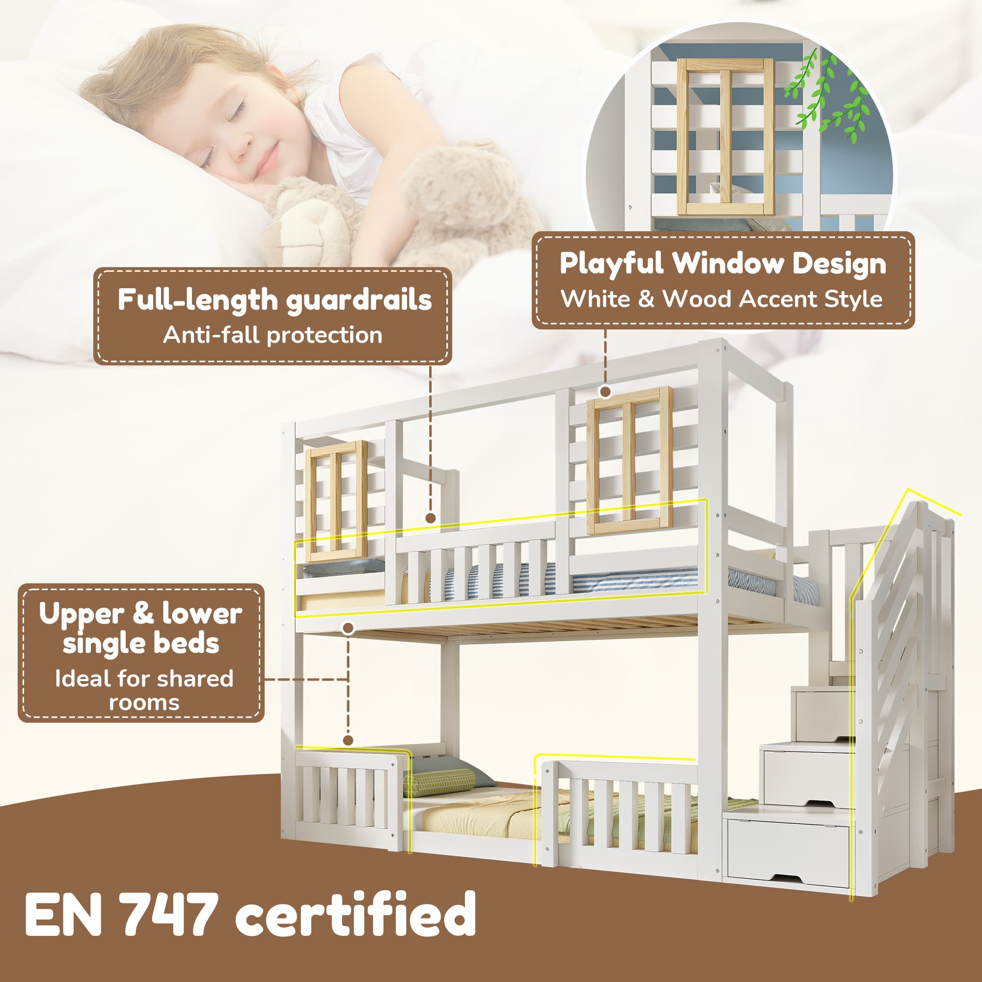 Transform Their Bedroom with this White Cabin Bunk Bed - image 4