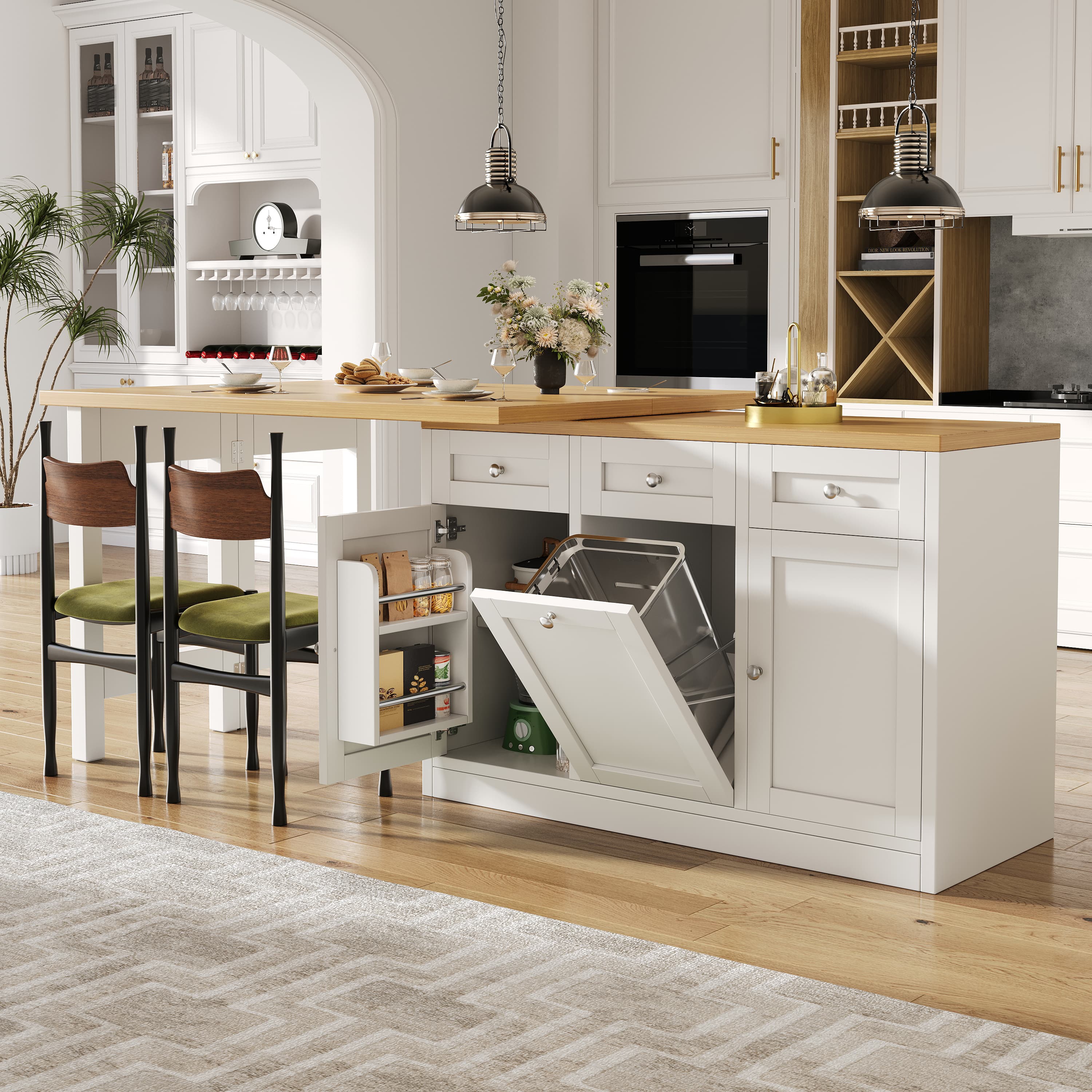 Space-Saving Extendable White Bar Table with Storage - image 2