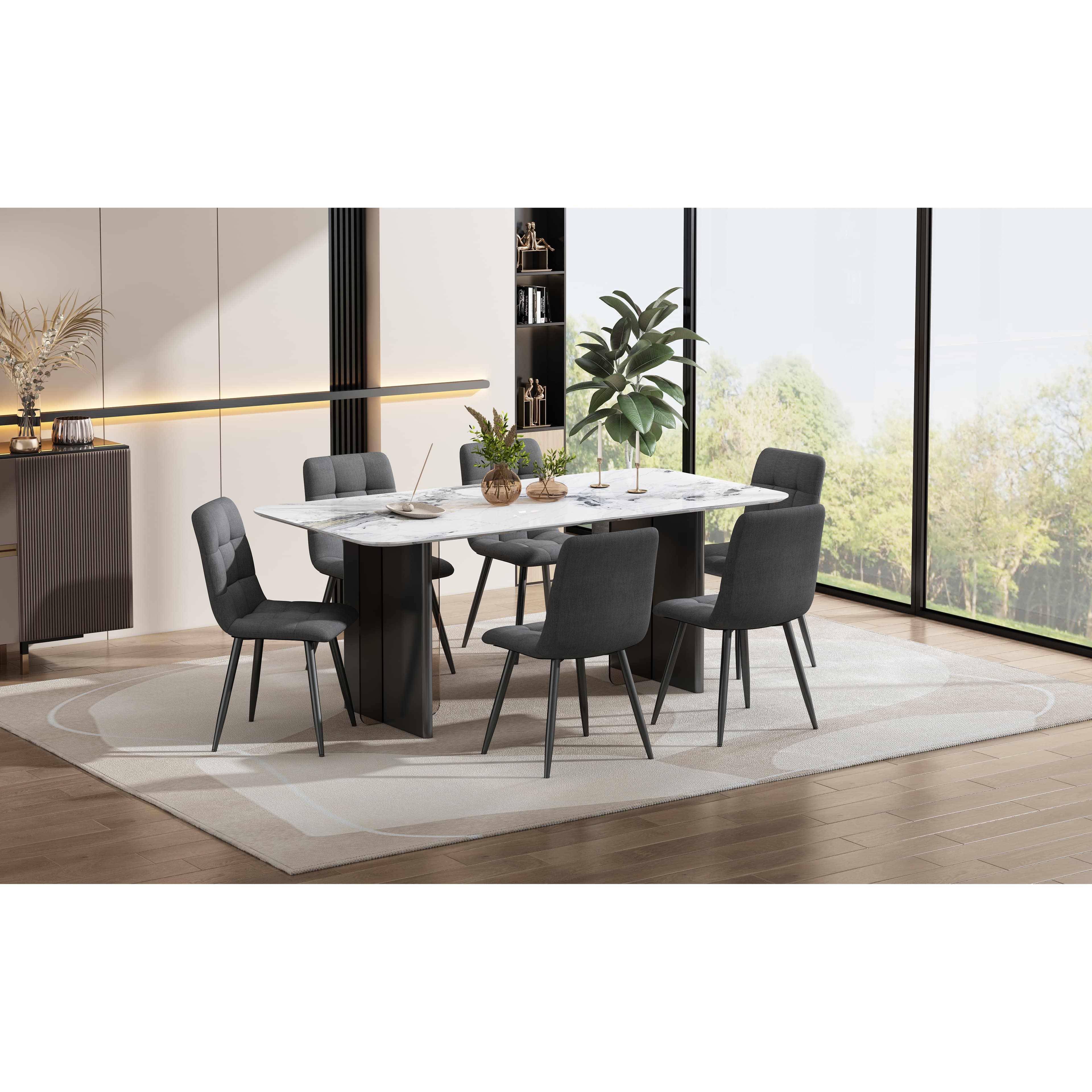 Transform Your Dining Space with Dark Grey Linen Chairs - image 1