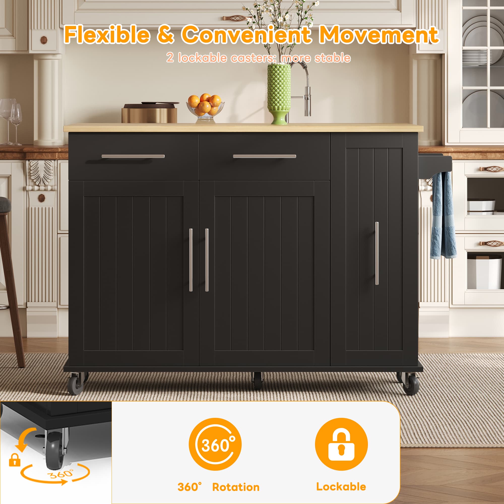 Transform Your Space with this Black Drop Leaf Kitchen Island - image 2