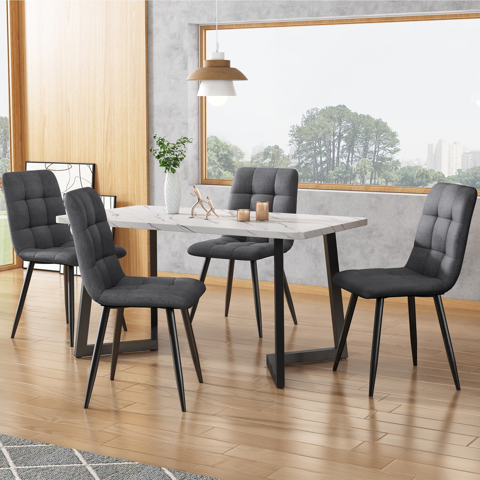 Transform Your Dining Space with Dark Grey Linen Chairs - image 4