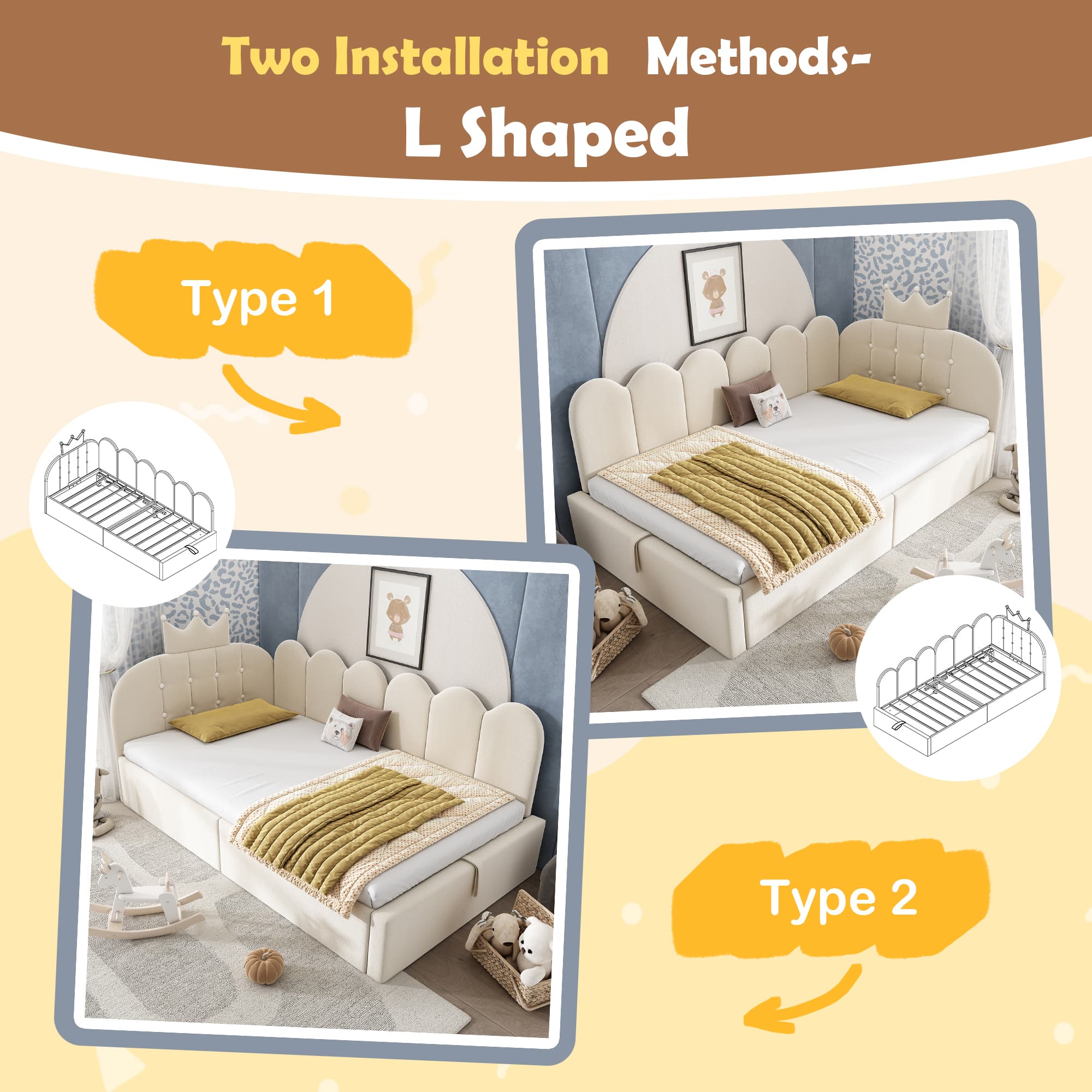 Maximise Space with the Beige Velvet Crown Storage Daybed - image 5
