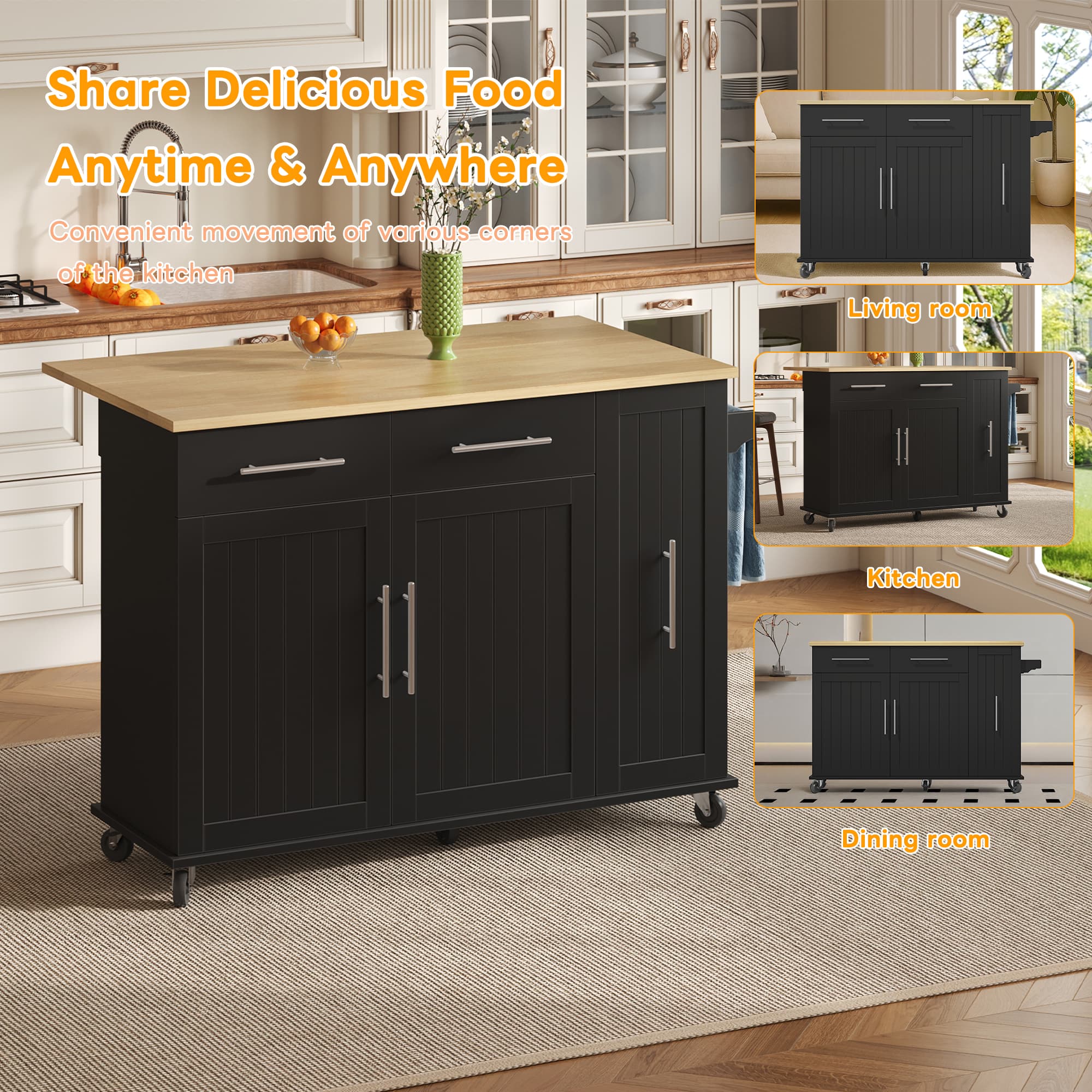 Transform Your Space with this Black Drop Leaf Kitchen Island - image 1