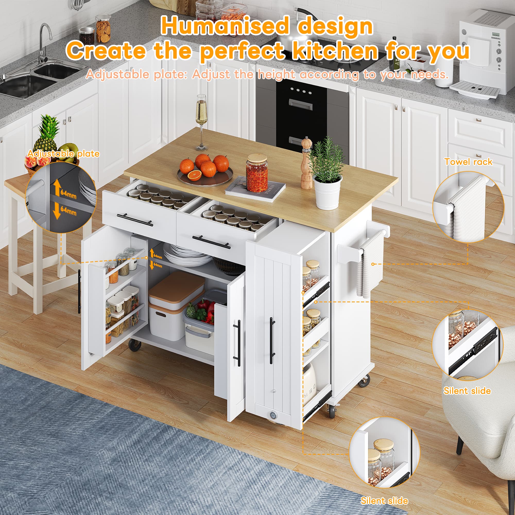 Transform Your Space with this White Drop Leaf Kitchen Island - image 5