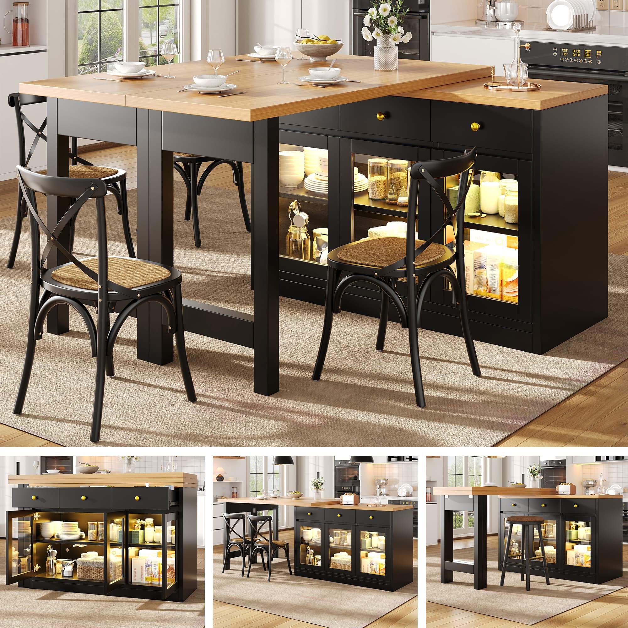 Transform Your Space with this Extendable Kitchen Island - Black