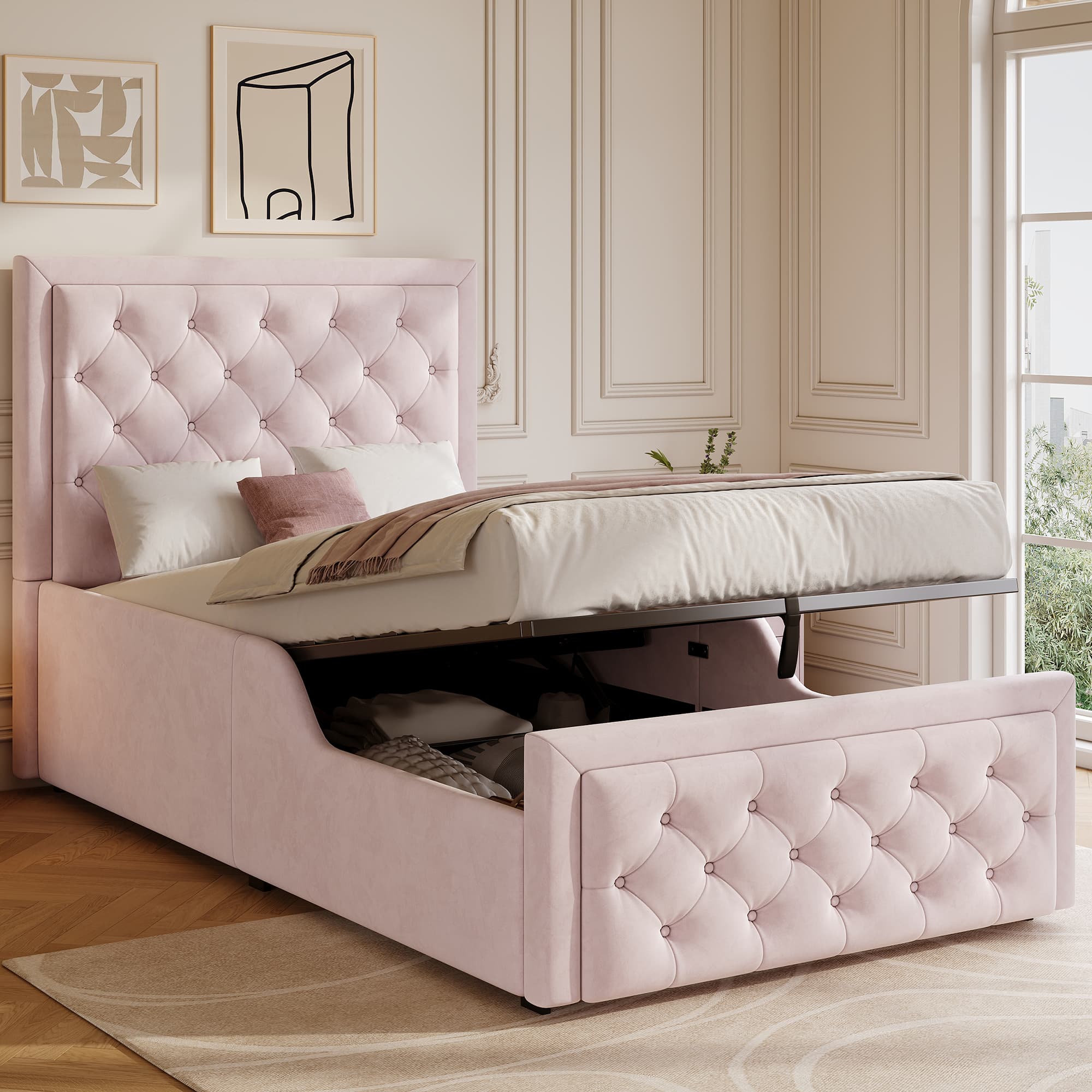 Transform Their Room with this Pink Velvet Storage Bed - image 2