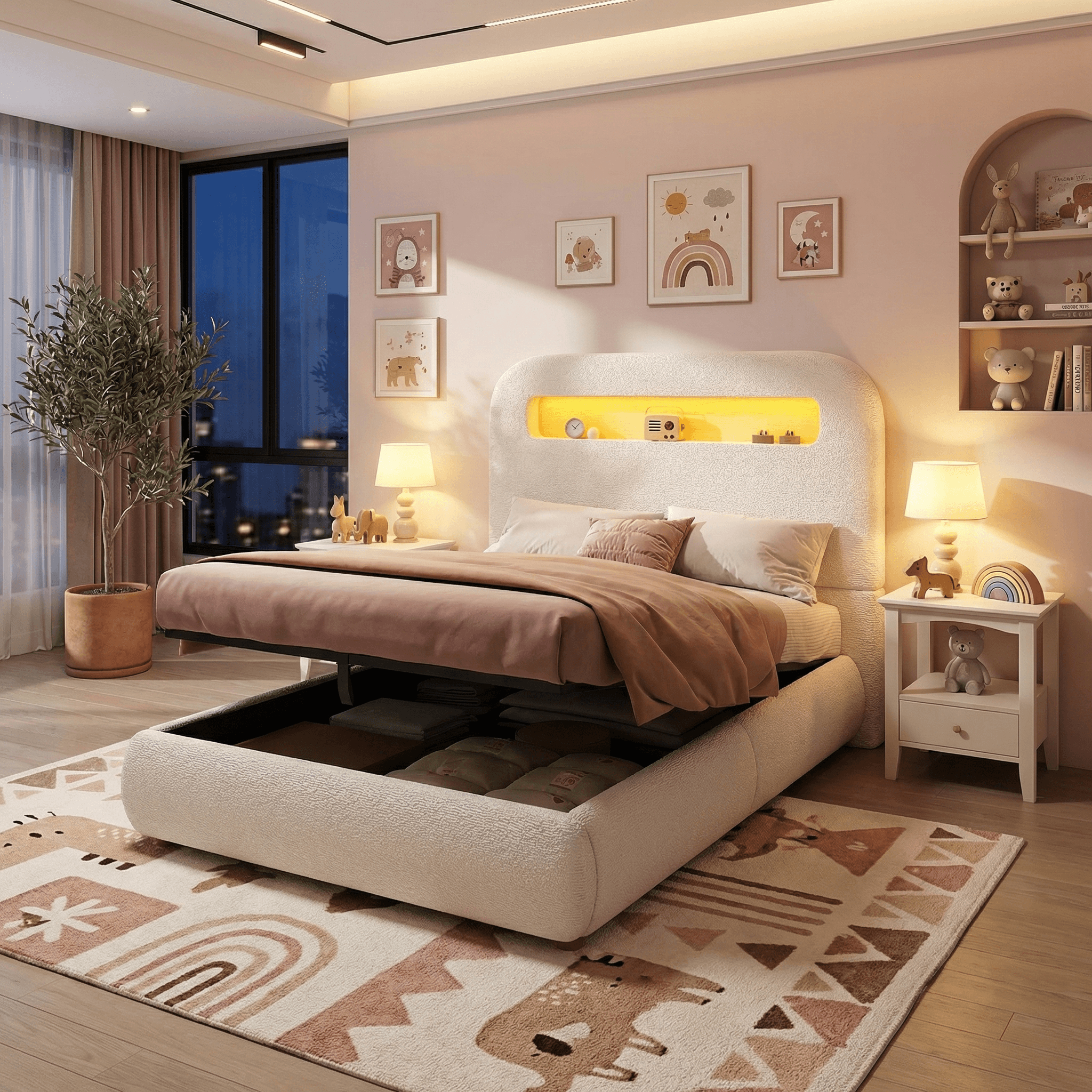 Transform Their Bedroom with this White Bouclé Ottoman Bed - image 4