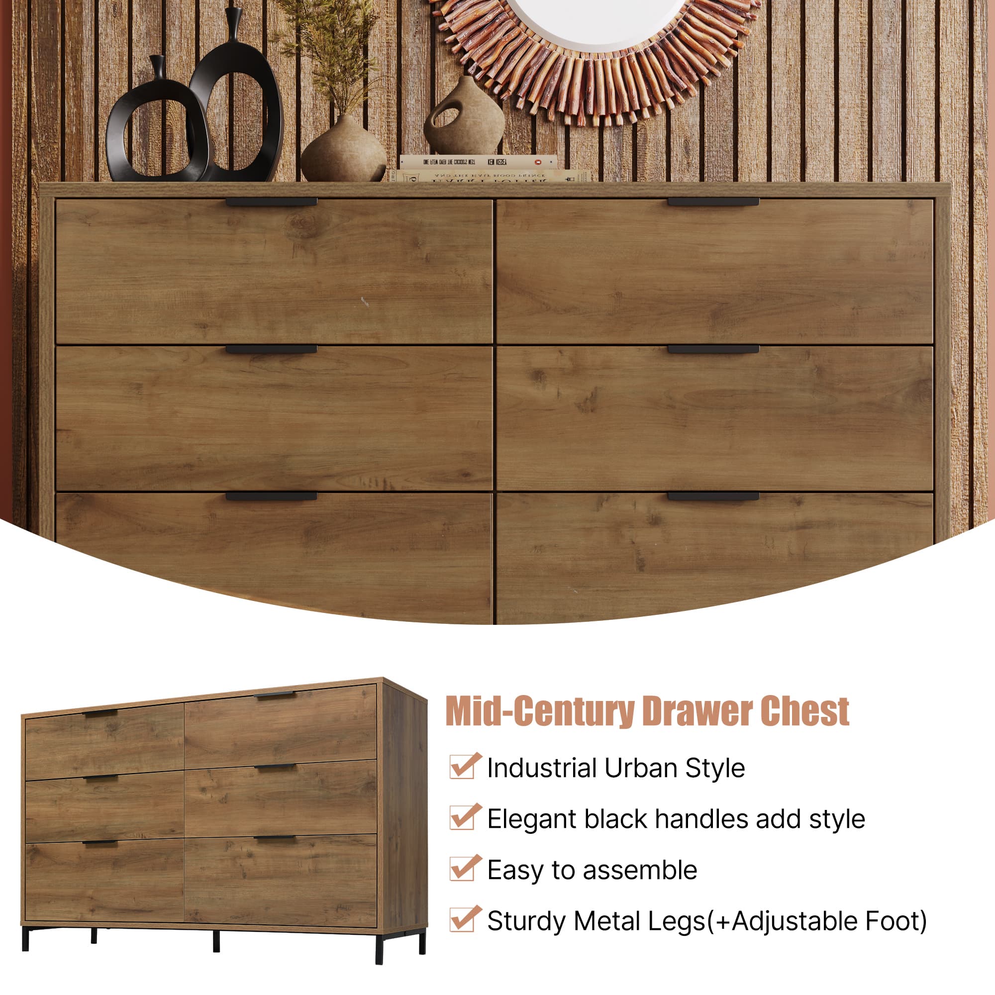 Transform Your Space with the Dark Oak 6-Drawer Sideboard - image 1