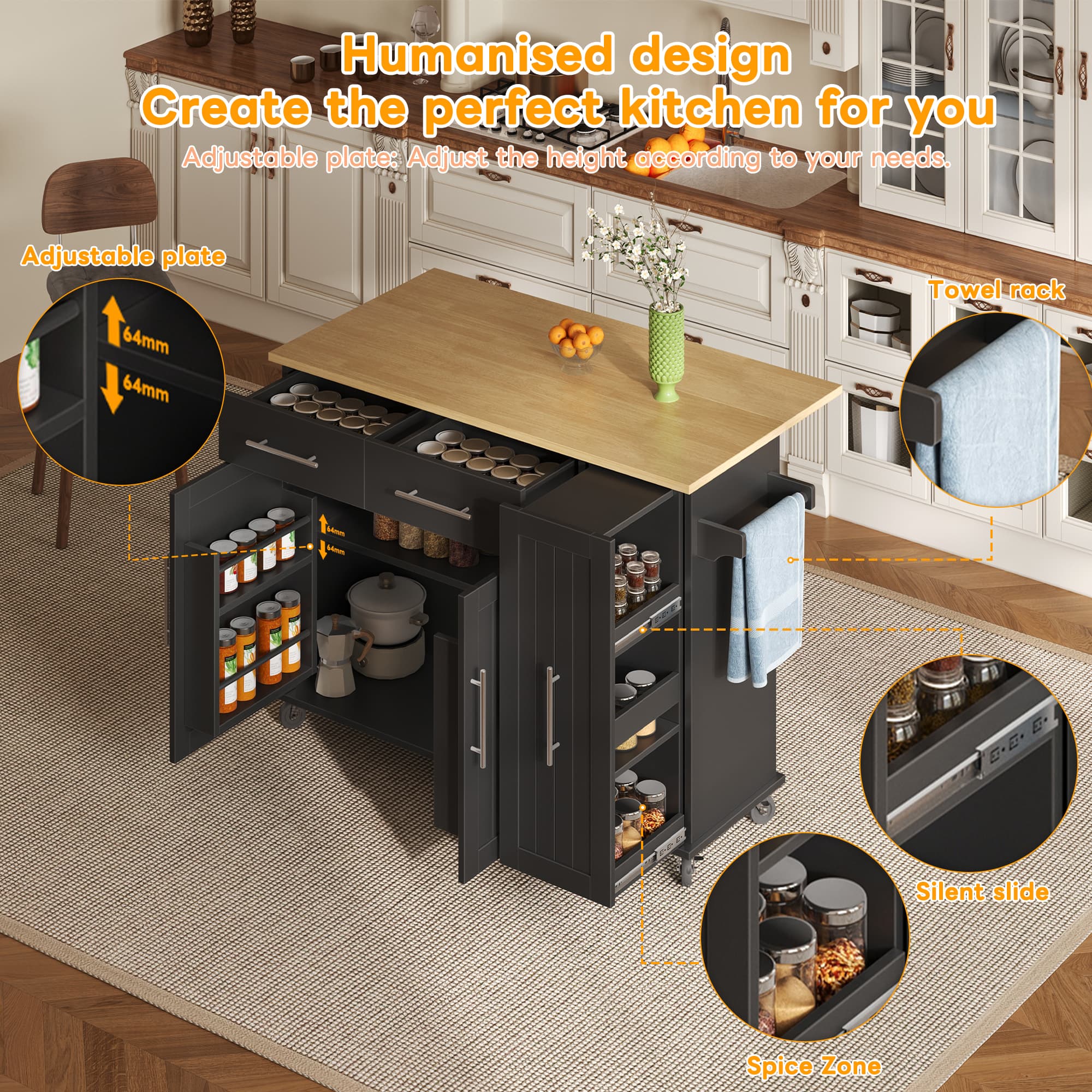 Transform Your Space with this Black Drop Leaf Kitchen Island - image 5