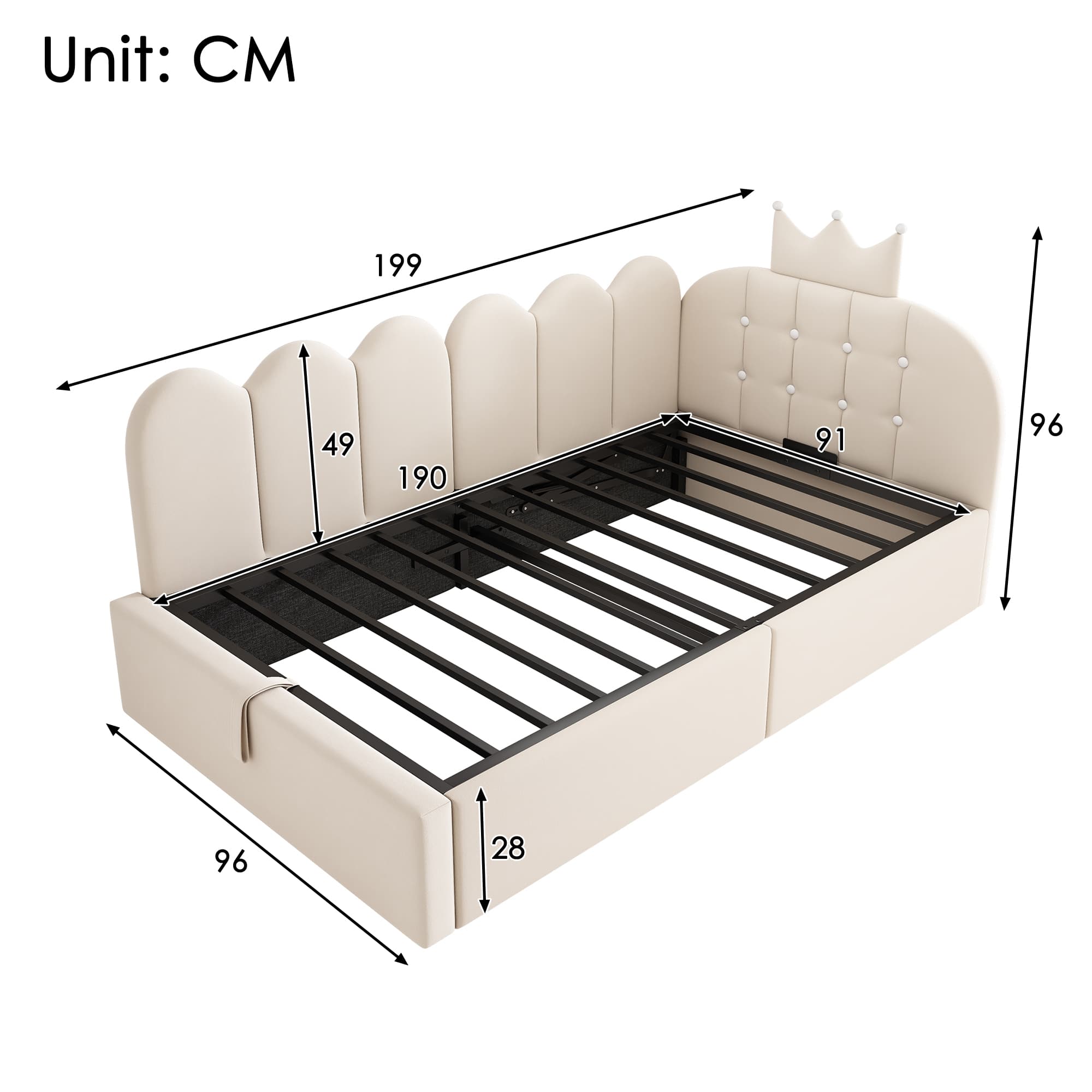 Maximise Space with the Beige Velvet Crown Storage Daybed - image 1