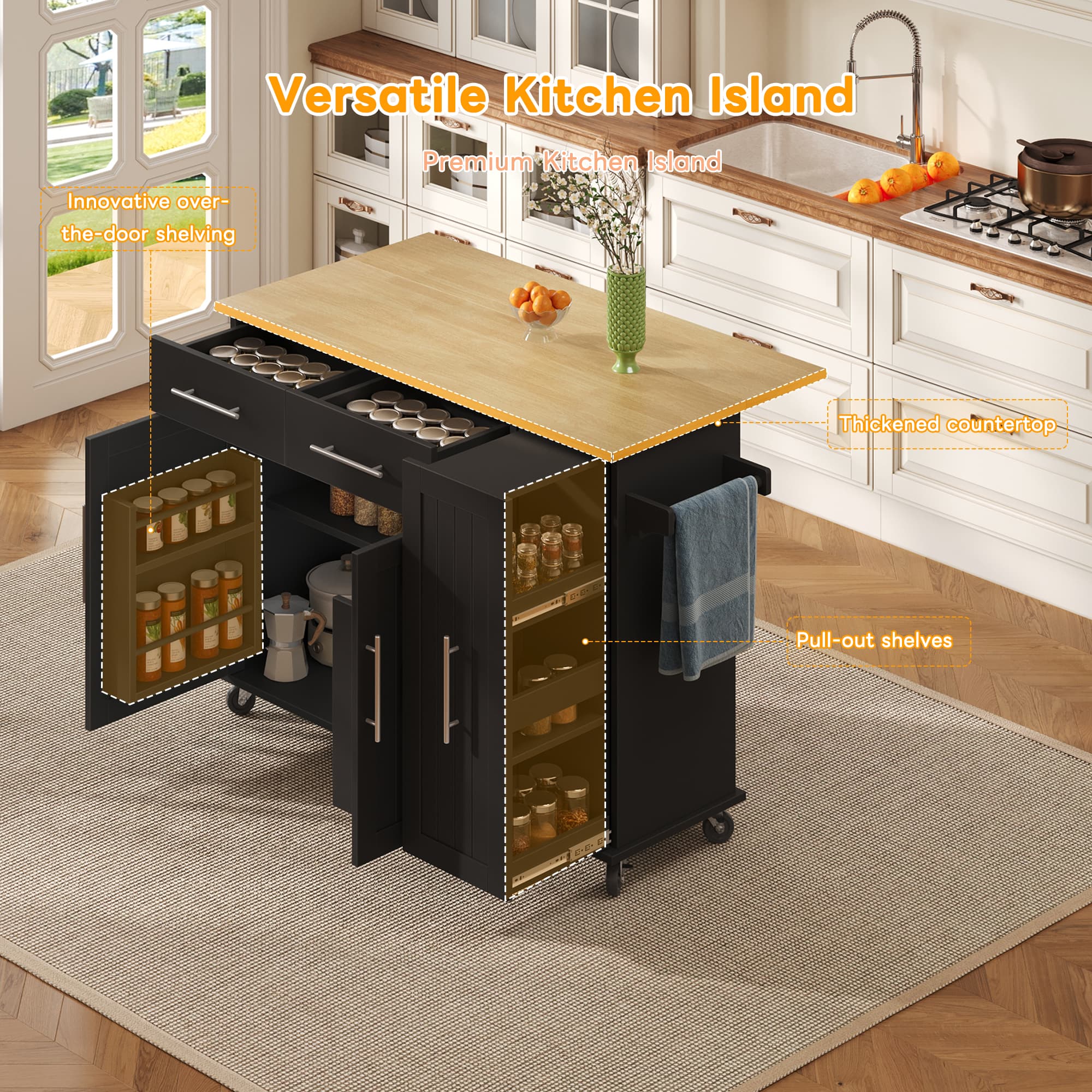 Transform Your Space with this Black Drop Leaf Kitchen Island - image 4