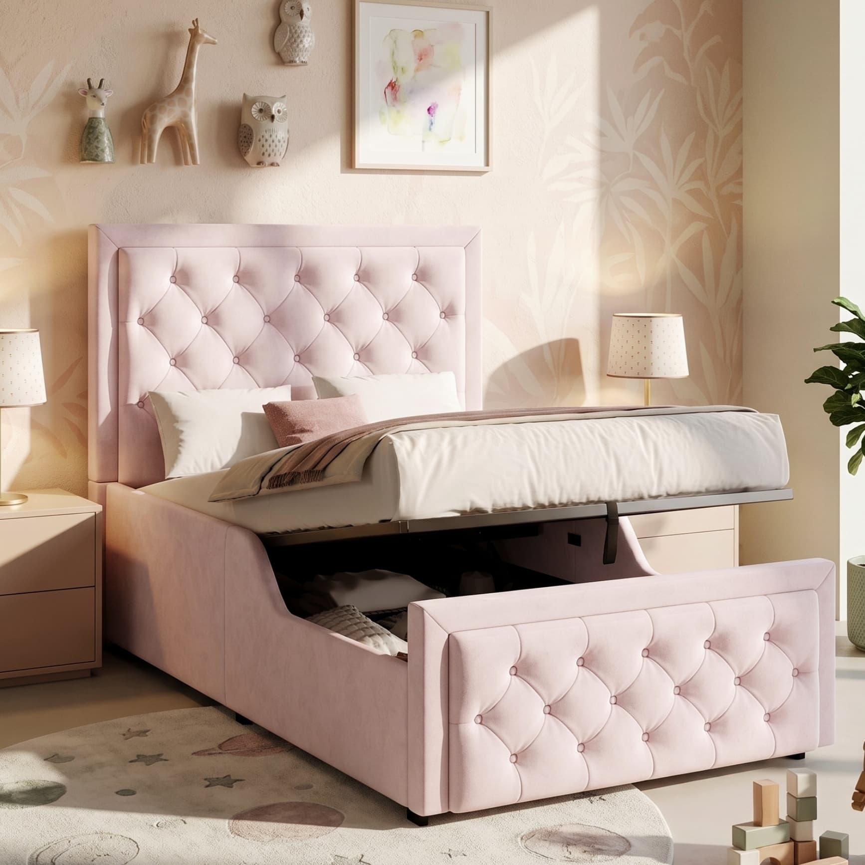 Transform Their Room with this Pink Velvet Storage Bed - Pink