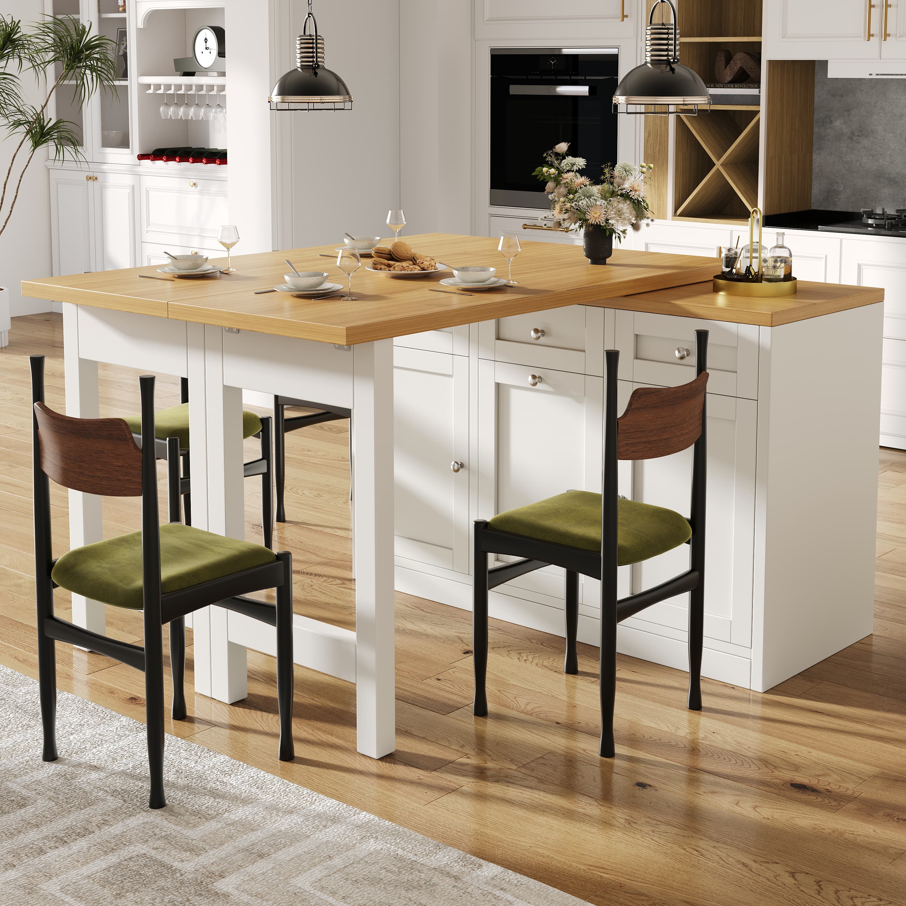 Space-Saving Extendable White Bar Table with Storage - image 3