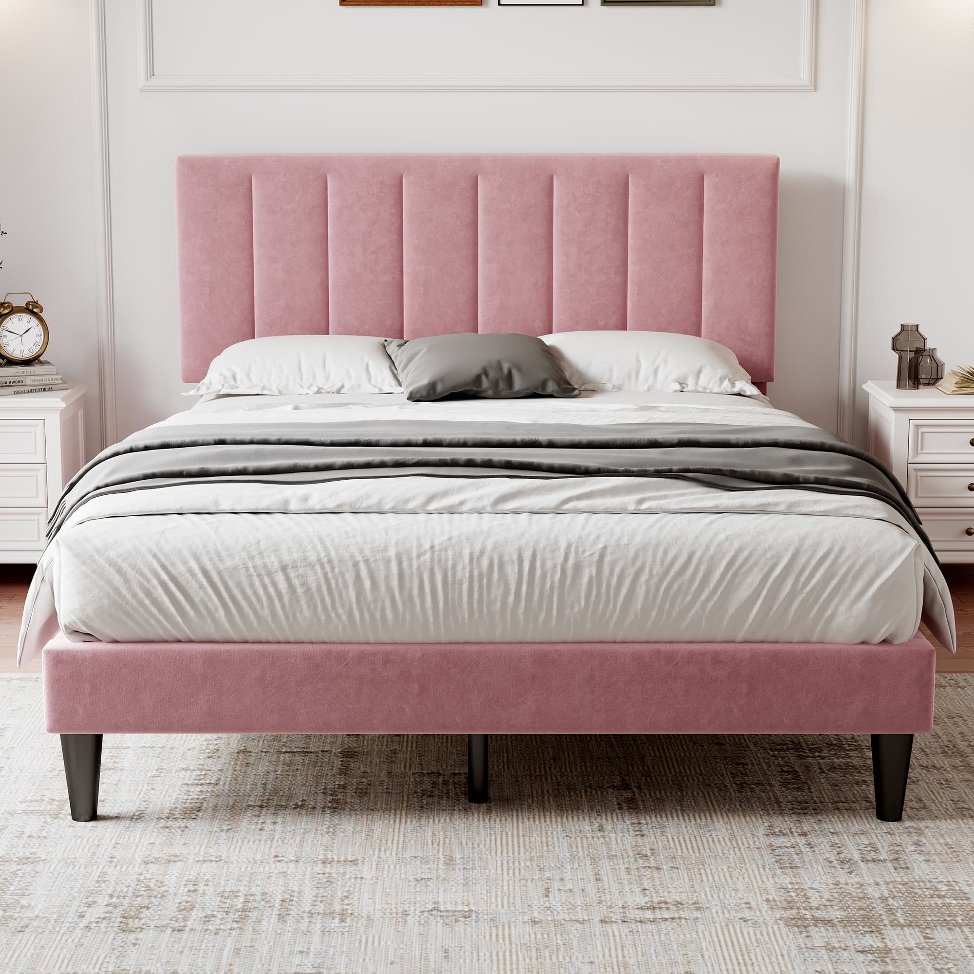 Transform Your Bedroom with this Pink Velvet Double Bed Frame - image 5