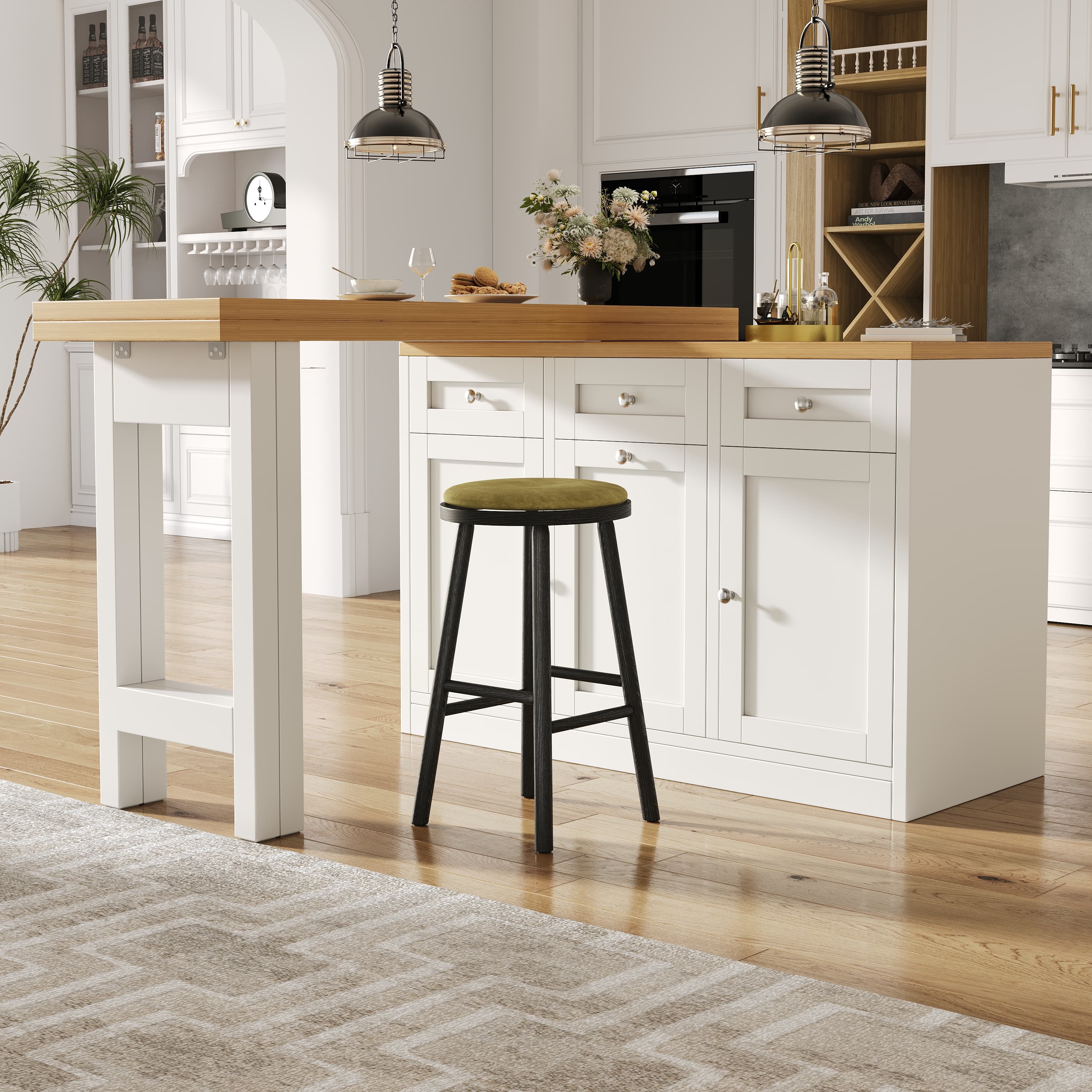 Space-Saving Extendable White Bar Table with Storage - image 4