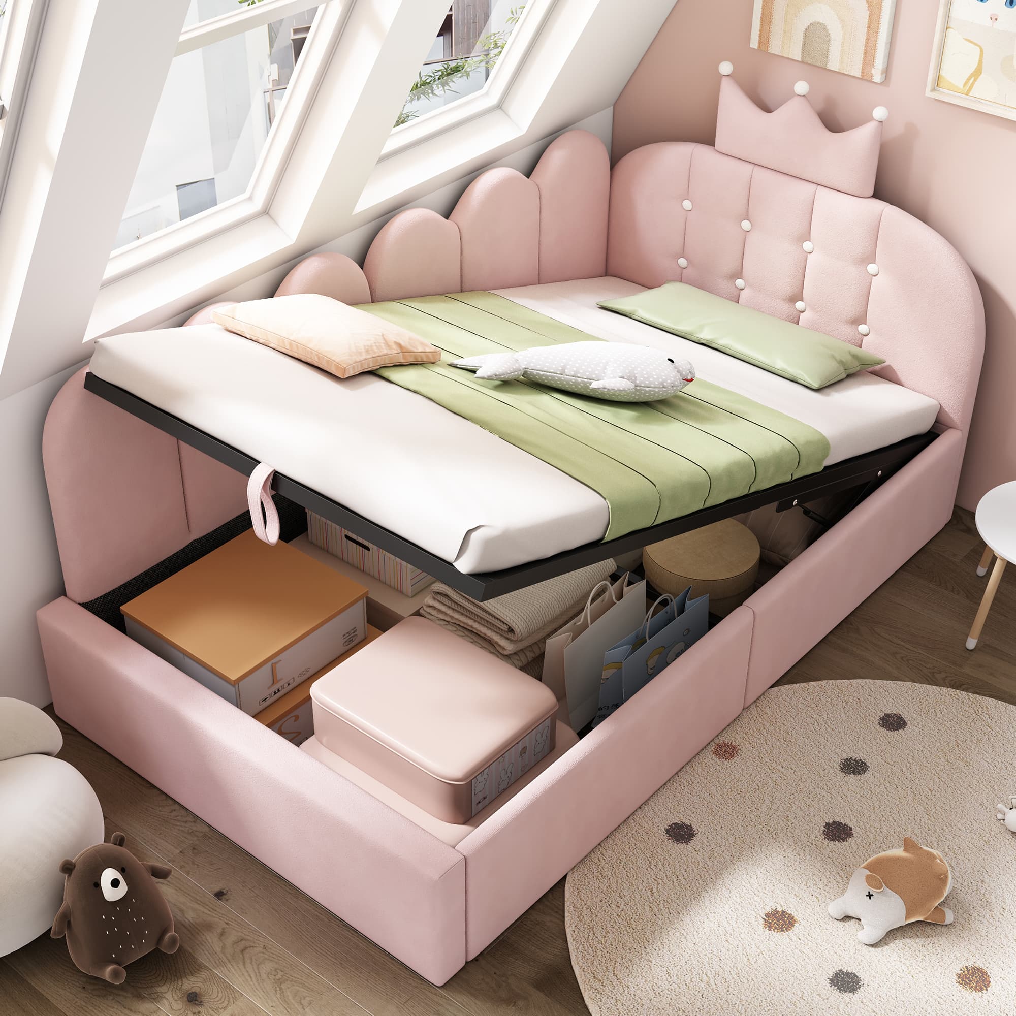 Transform Your Space with this Pink Velvet Crown Daybed - Pink