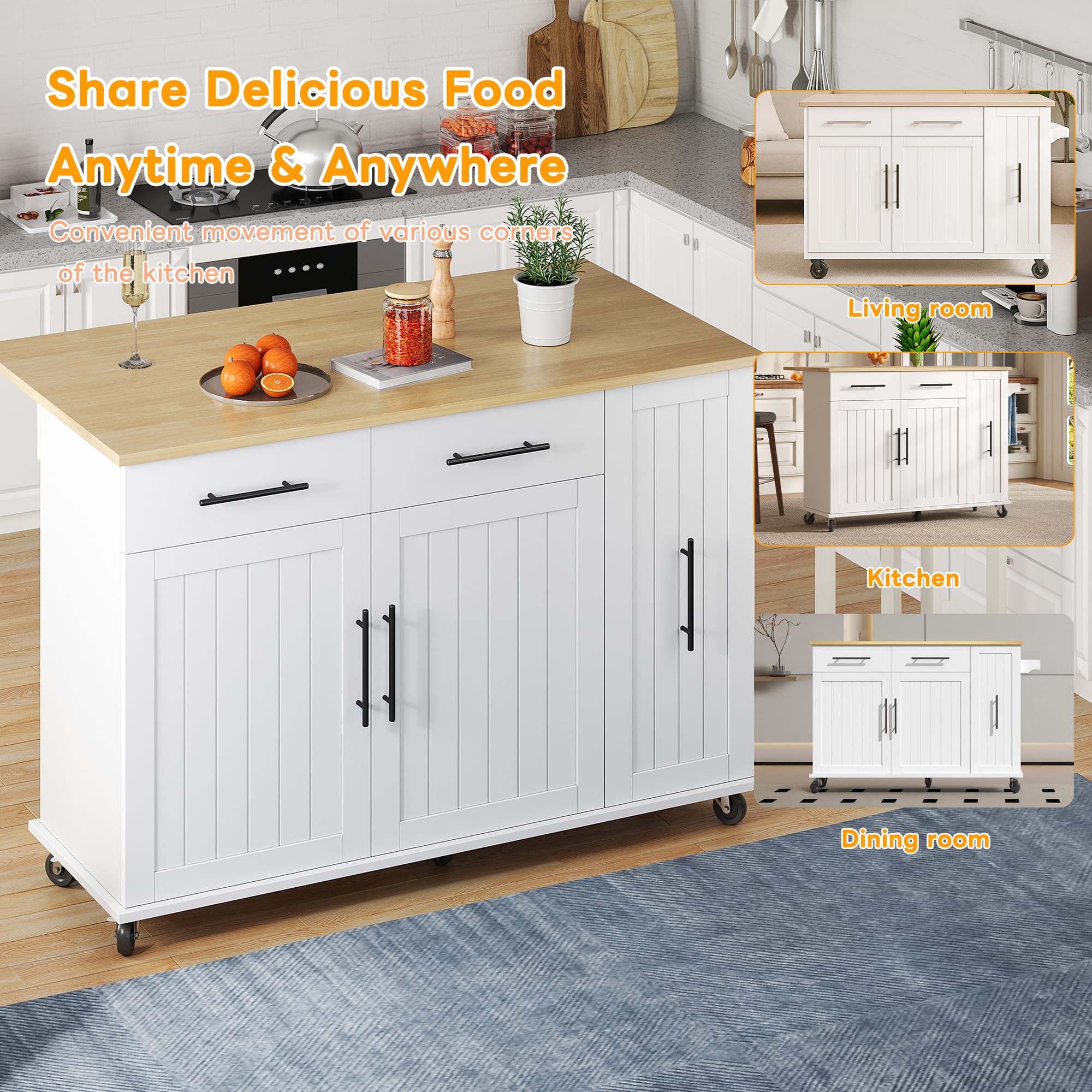 Transform Your Space with this White Drop Leaf Kitchen Island - image 4